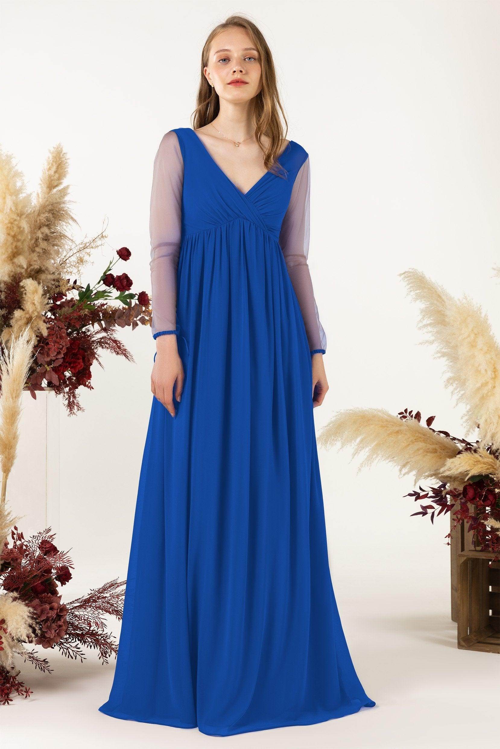 A-Line Sweep-Brush Train Chiffon Bridesmaid Dress CB0461