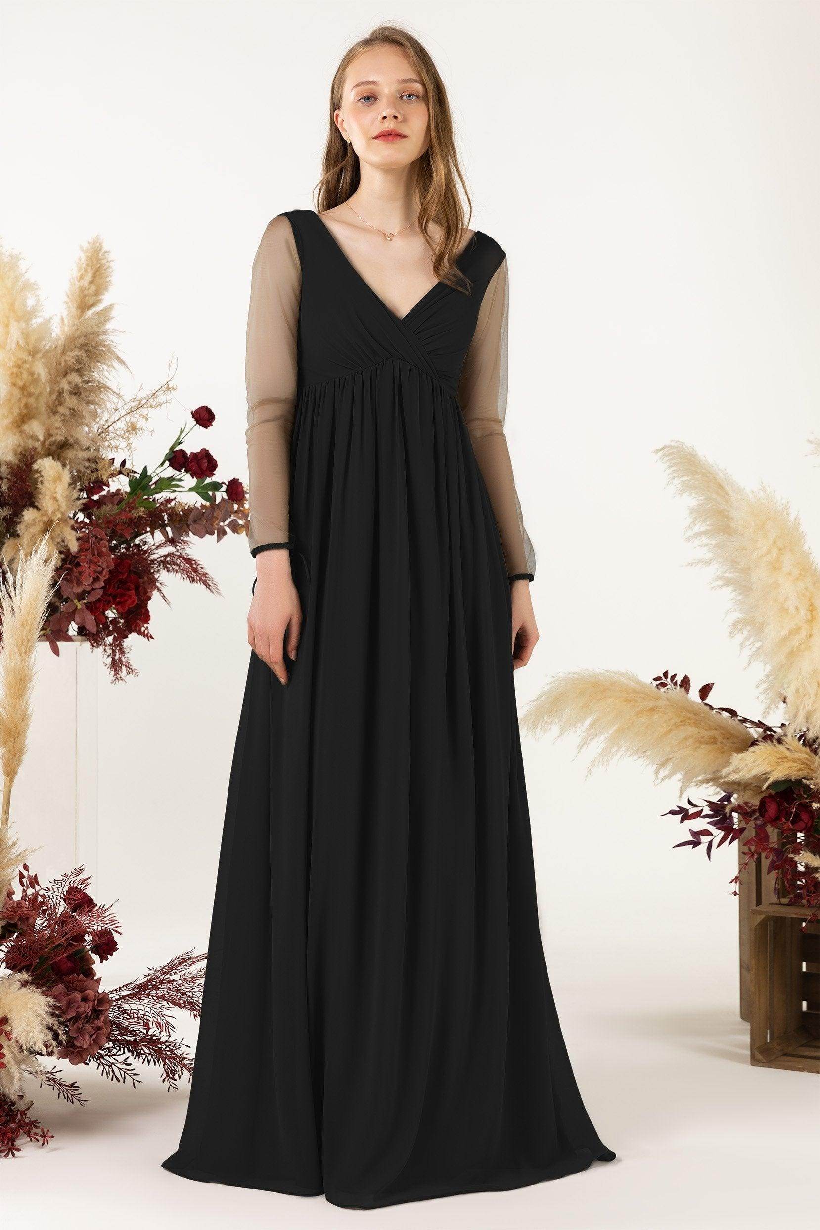 A-Line Sweep-Brush Train Chiffon Bridesmaid Dress CB0461