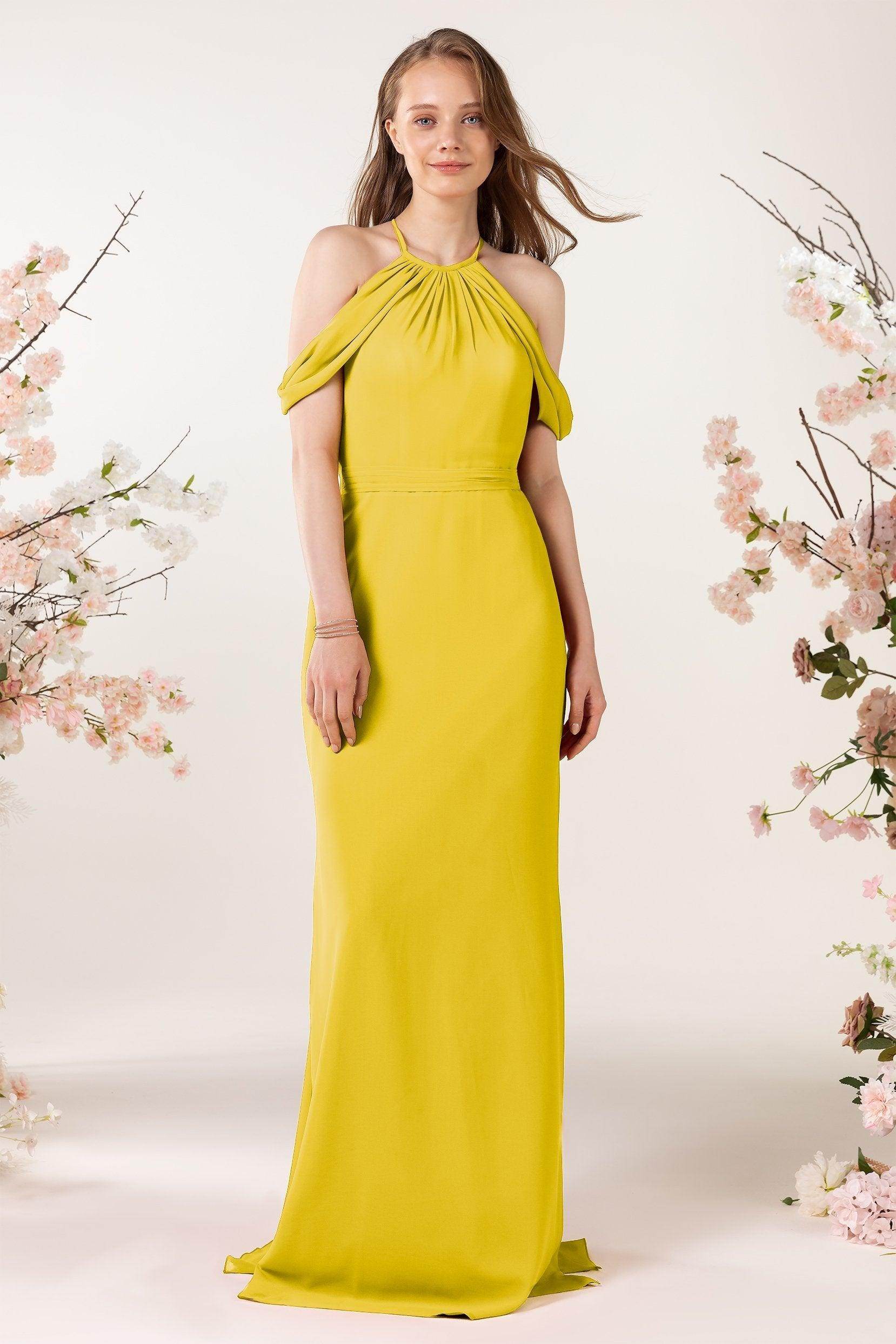 Sheath-Column Sweep Train Chiffon Bridesmaid Dress CB0463