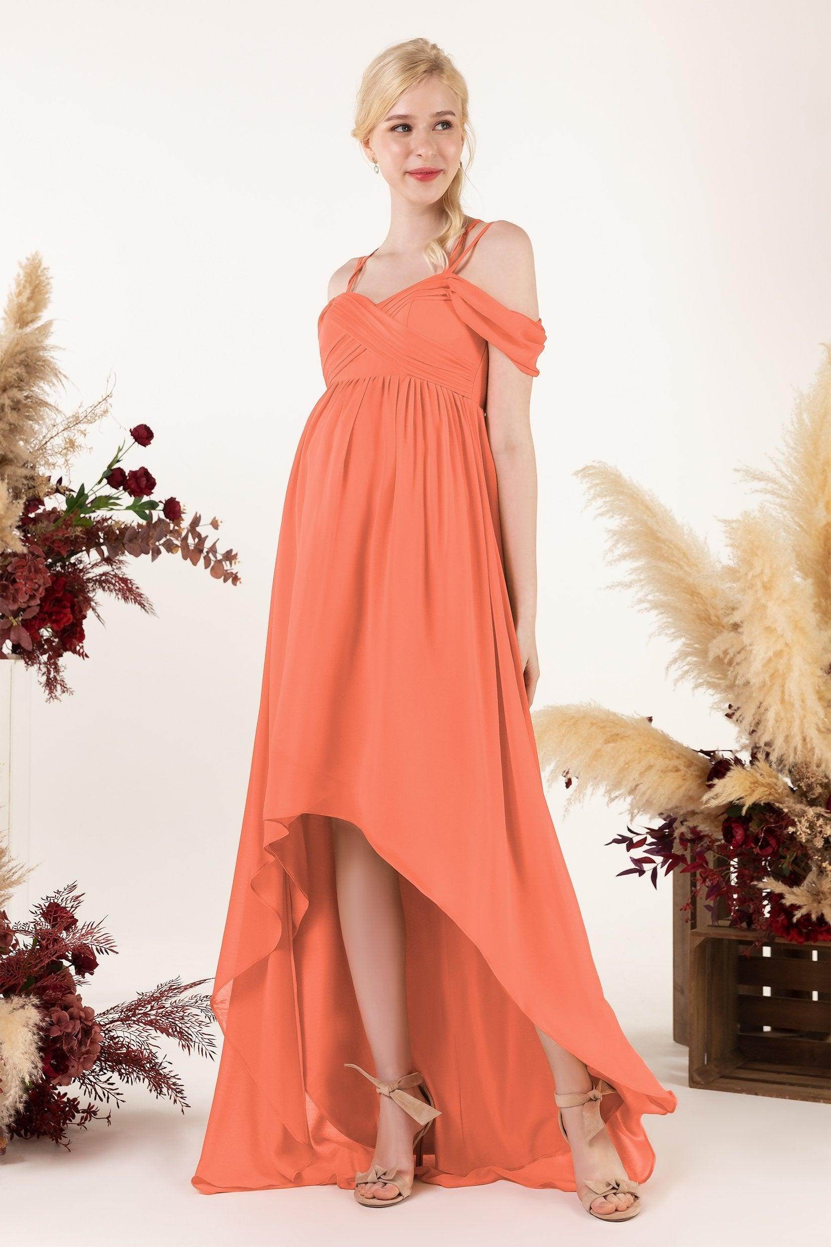 Asymmetrical Sweep Train Chiffon Bridesmaid Dress CB0464M