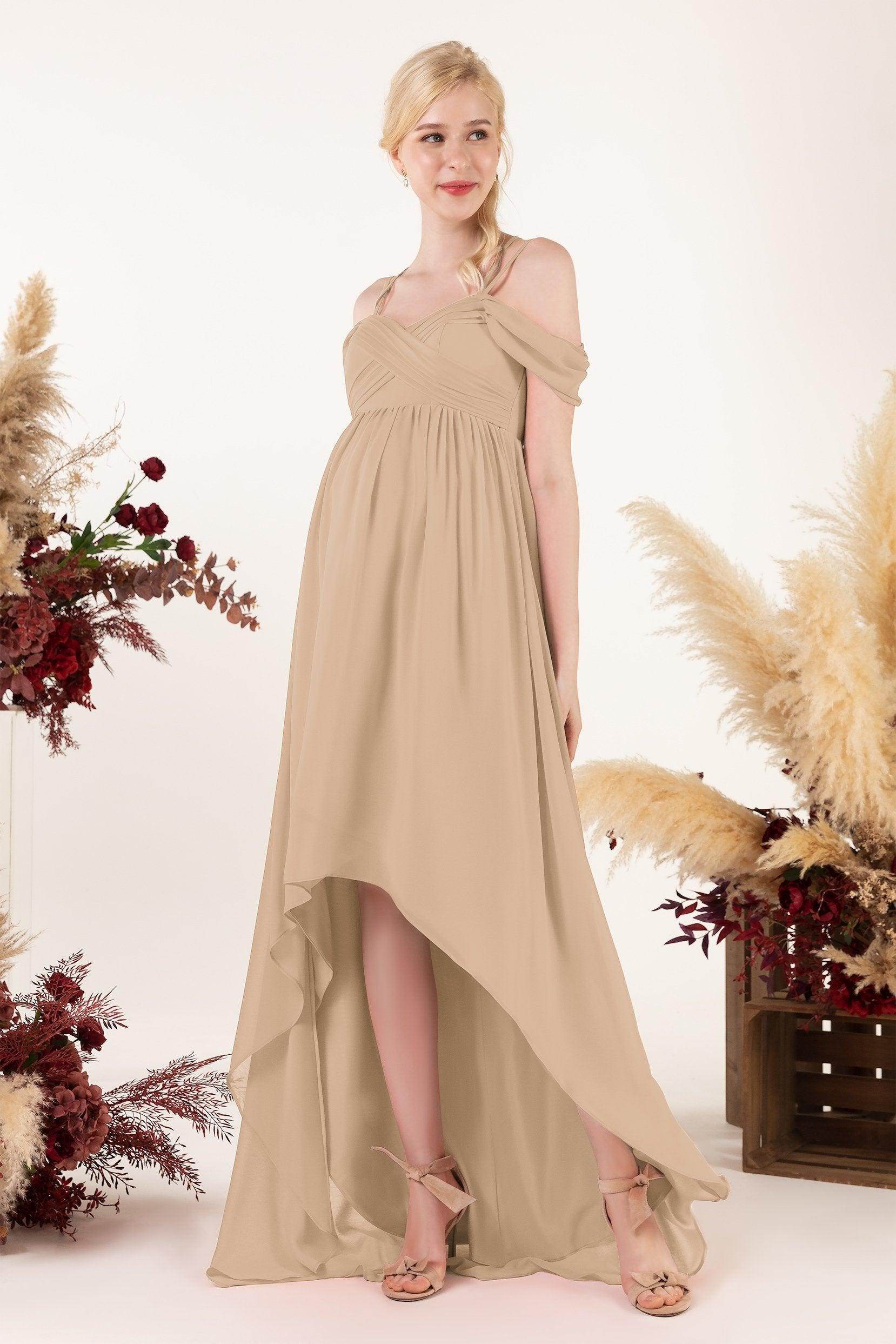 Asymmetrical Sweep Train Chiffon Bridesmaid Dress CB0464M