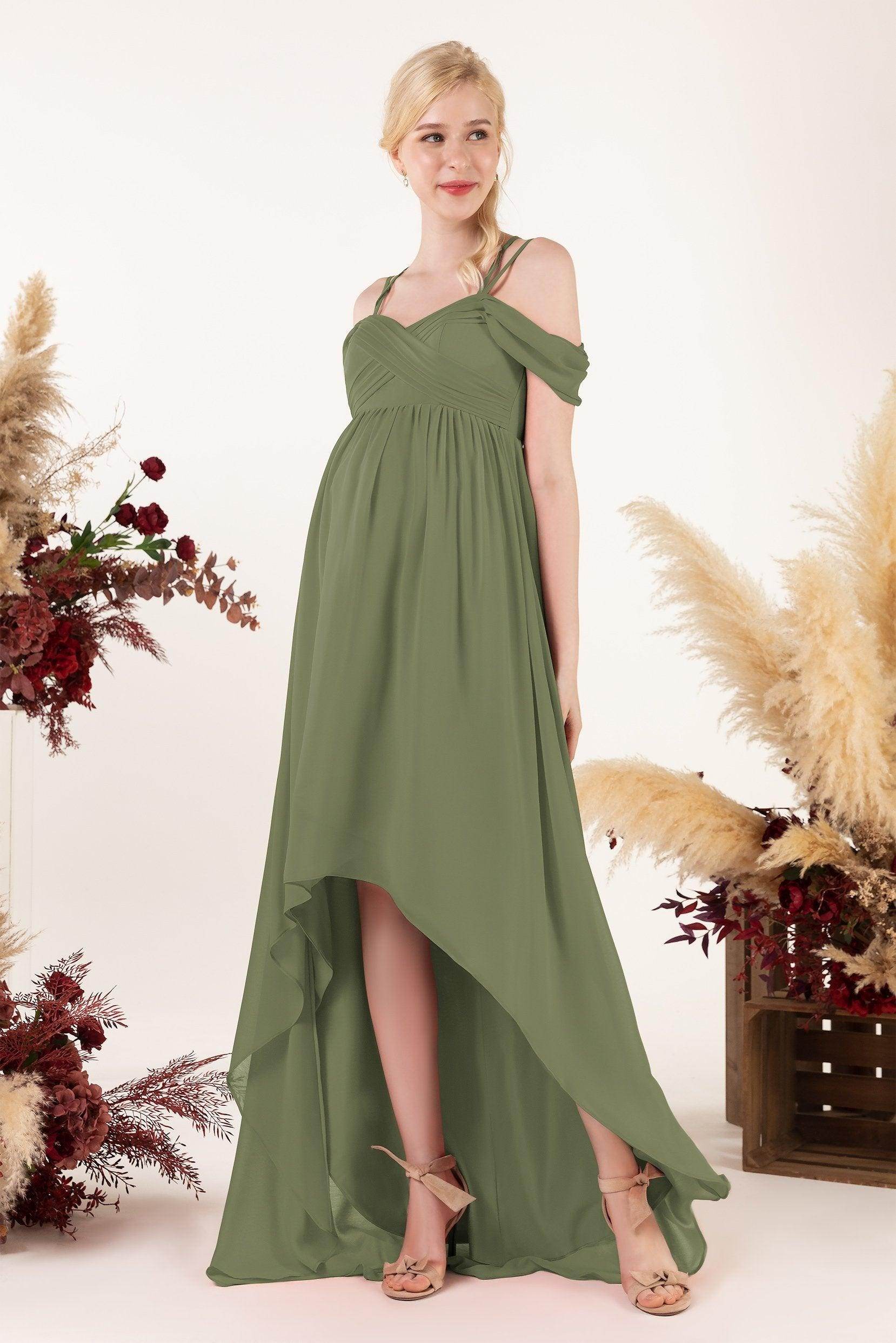 Asymmetrical Sweep Train Chiffon Bridesmaid Dress CB0464M
