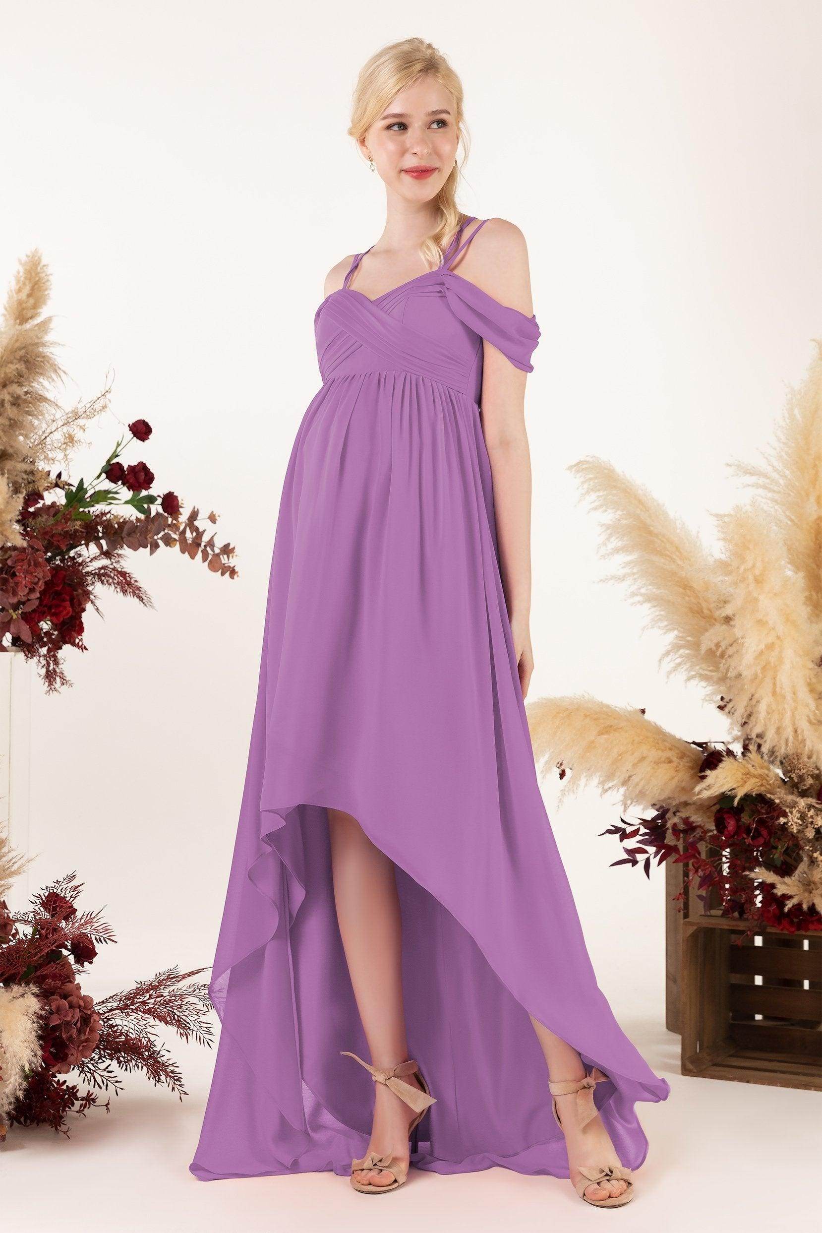 Asymmetrical Sweep Train Chiffon Bridesmaid Dress CB0464M