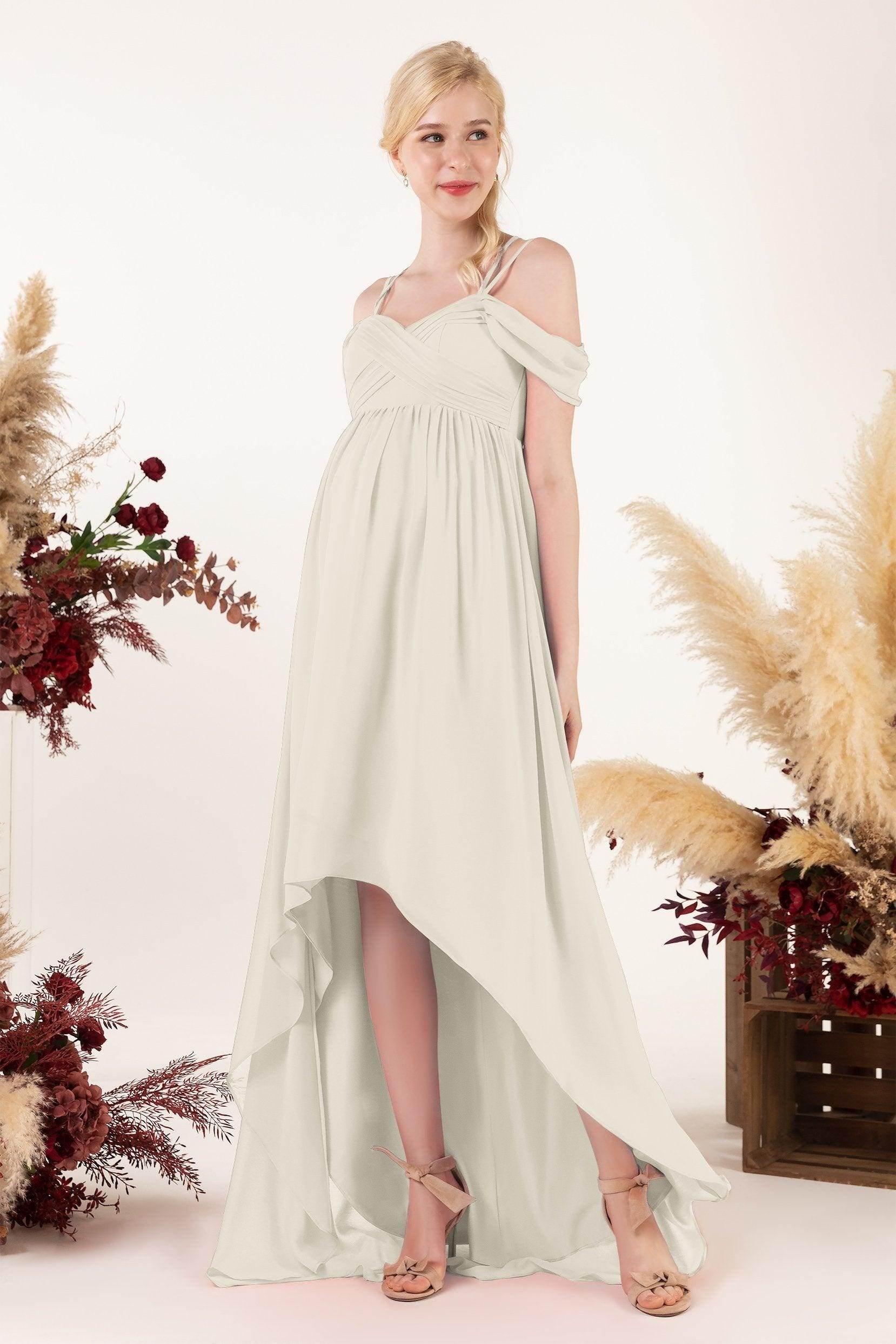 Asymmetrical Sweep Train Chiffon Bridesmaid Dress CB0464M