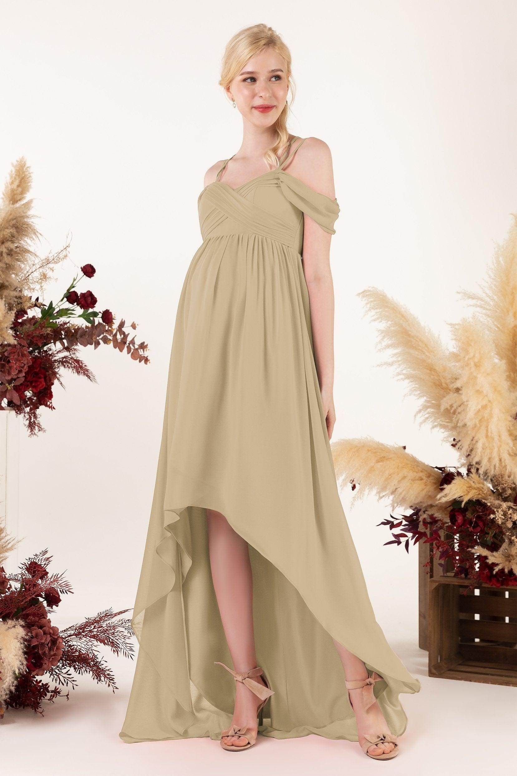 Asymmetrical Sweep Train Chiffon Bridesmaid Dress CB0464M