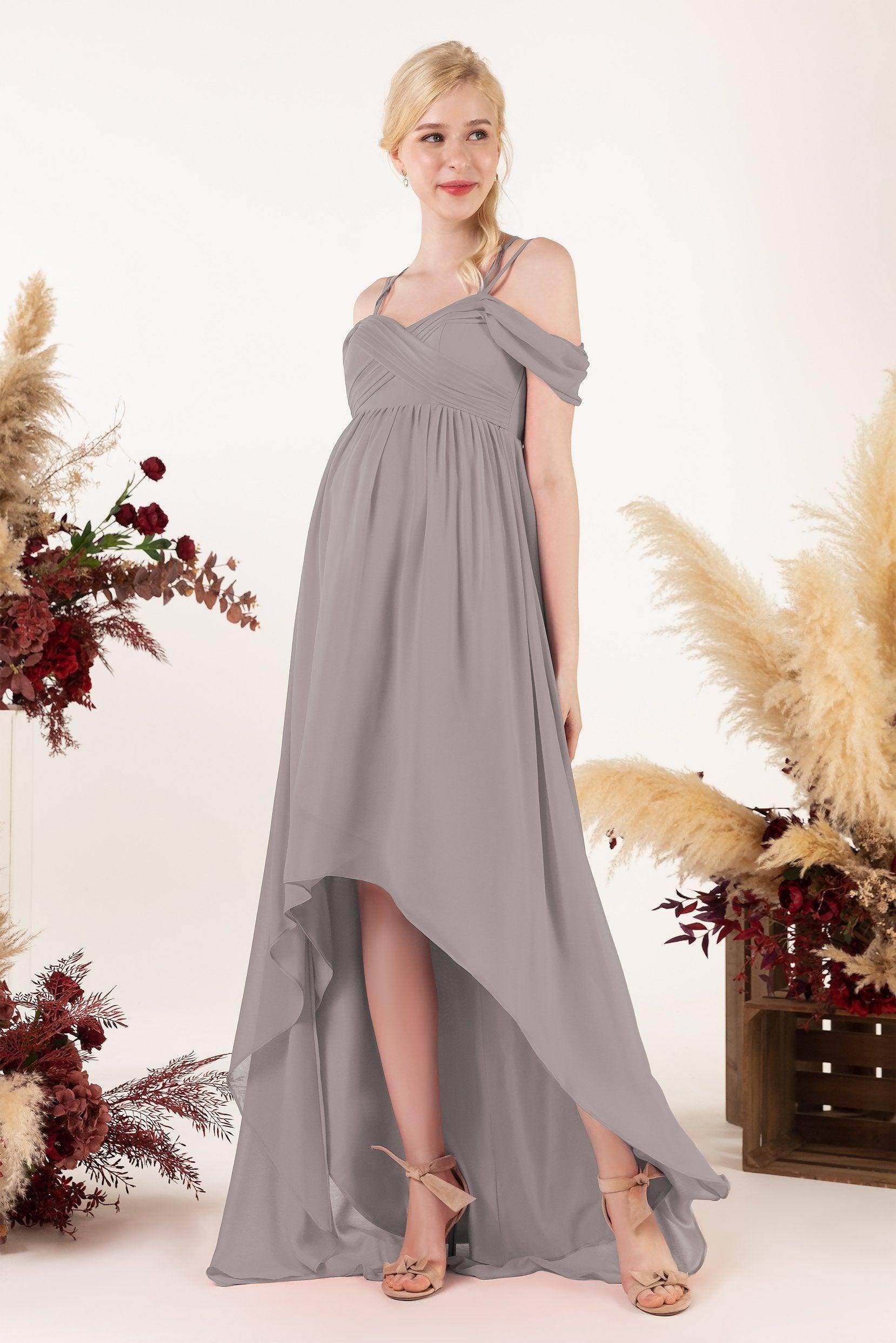 Asymmetrical Sweep Train Chiffon Bridesmaid Dress CB0464M