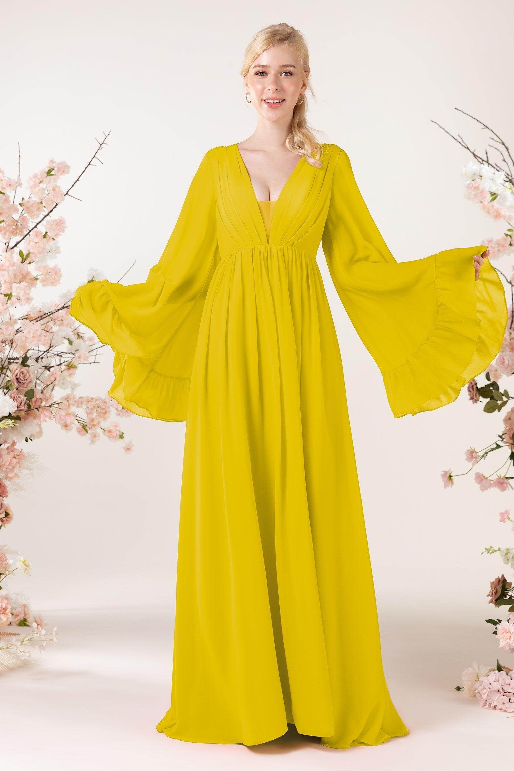 A-Line Sweep-Brush Train Chiffon Bridesmaid Dress CB0465