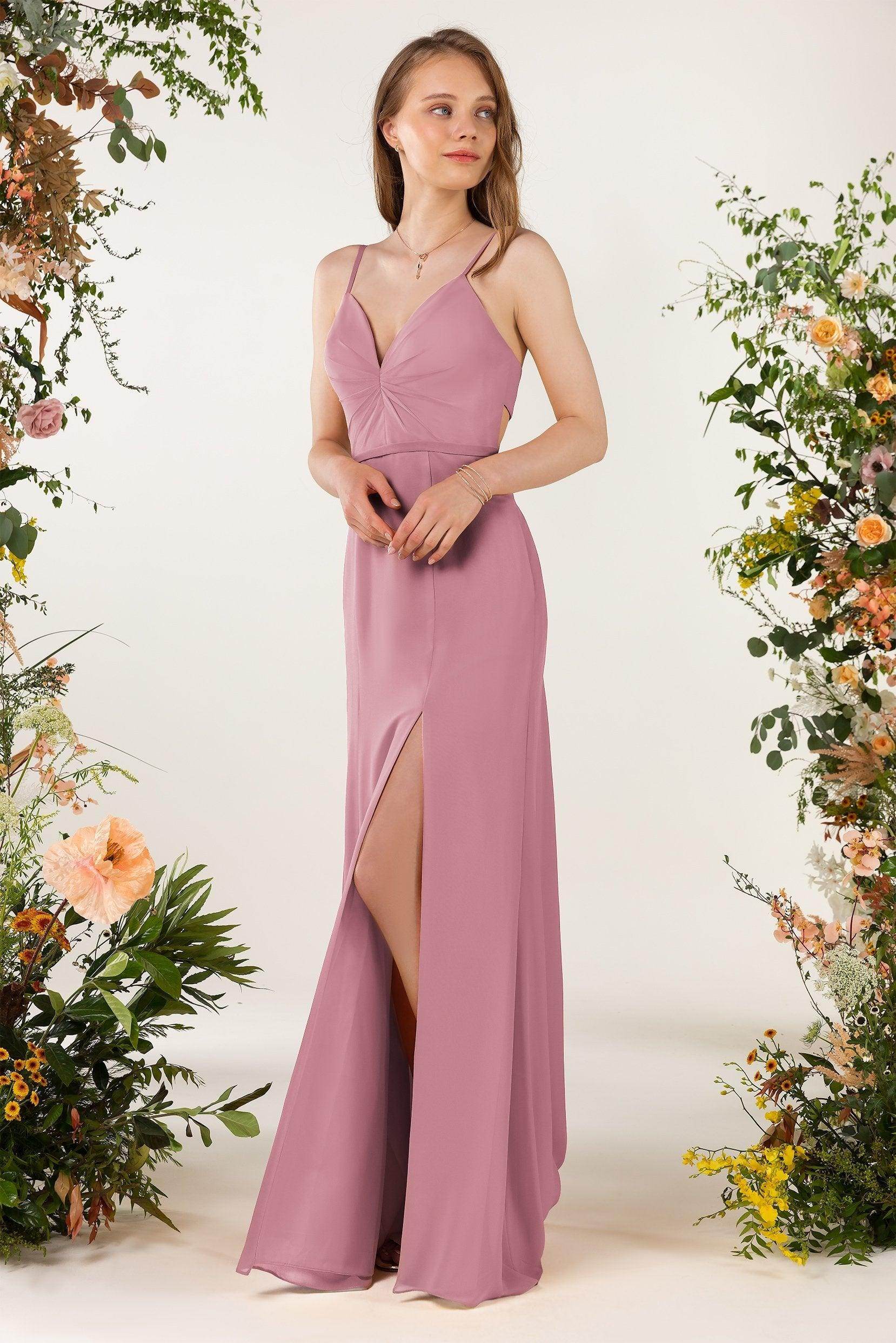 Sheath Sweep-Brush Train Chiffon Bridesmaid Dress CB0466