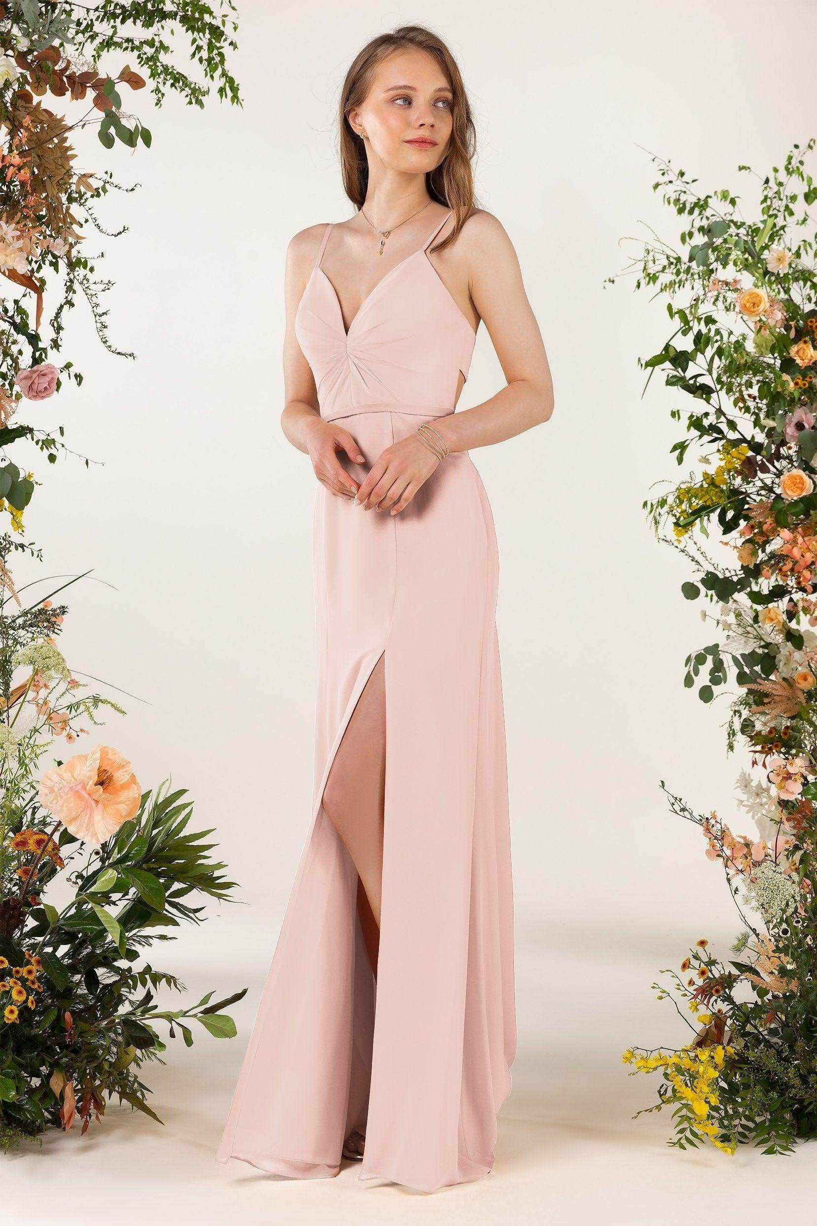 Sheath Sweep-Brush Train Chiffon Bridesmaid Dress CB0466