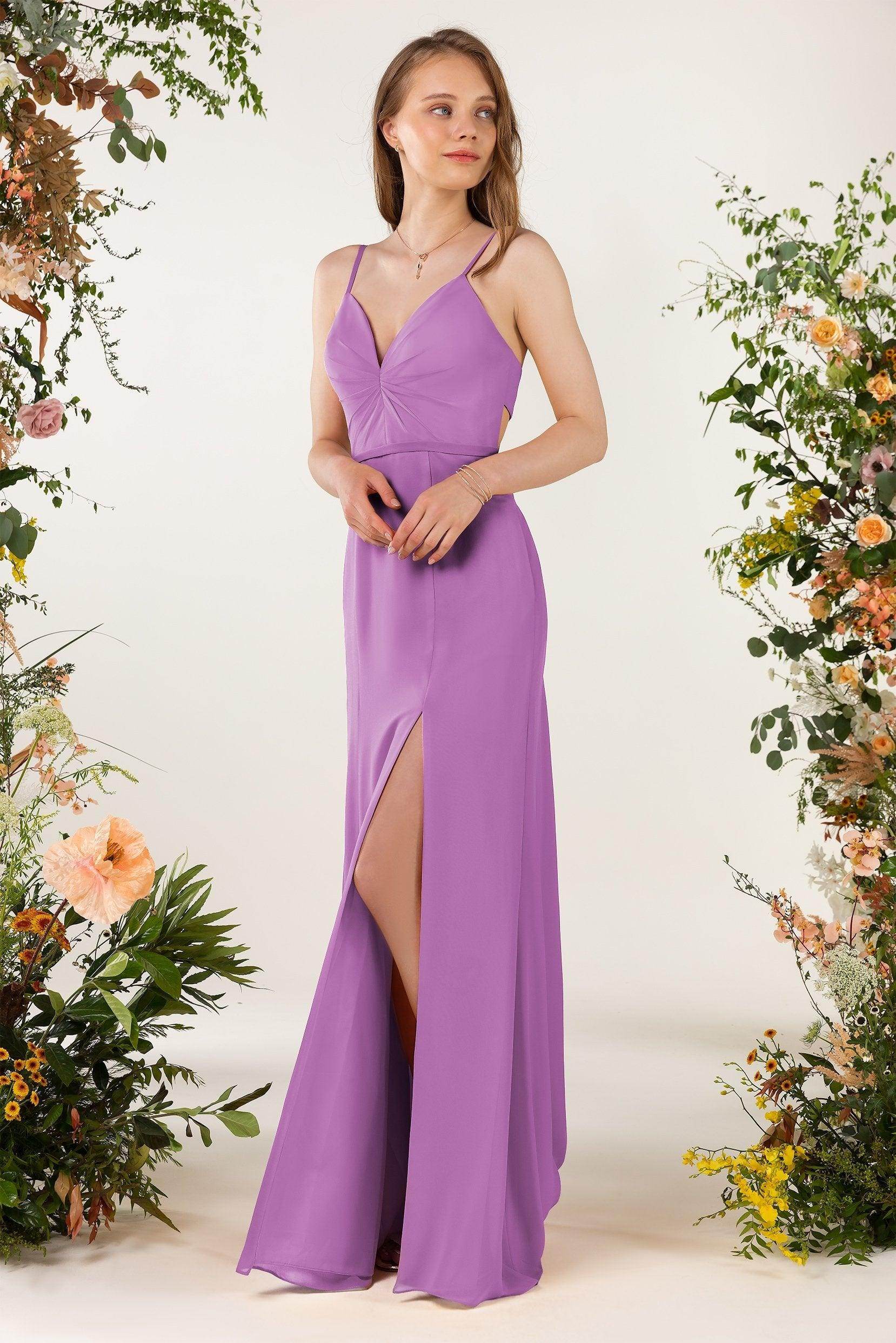 Sheath Sweep-Brush Train Chiffon Bridesmaid Dress CB0466