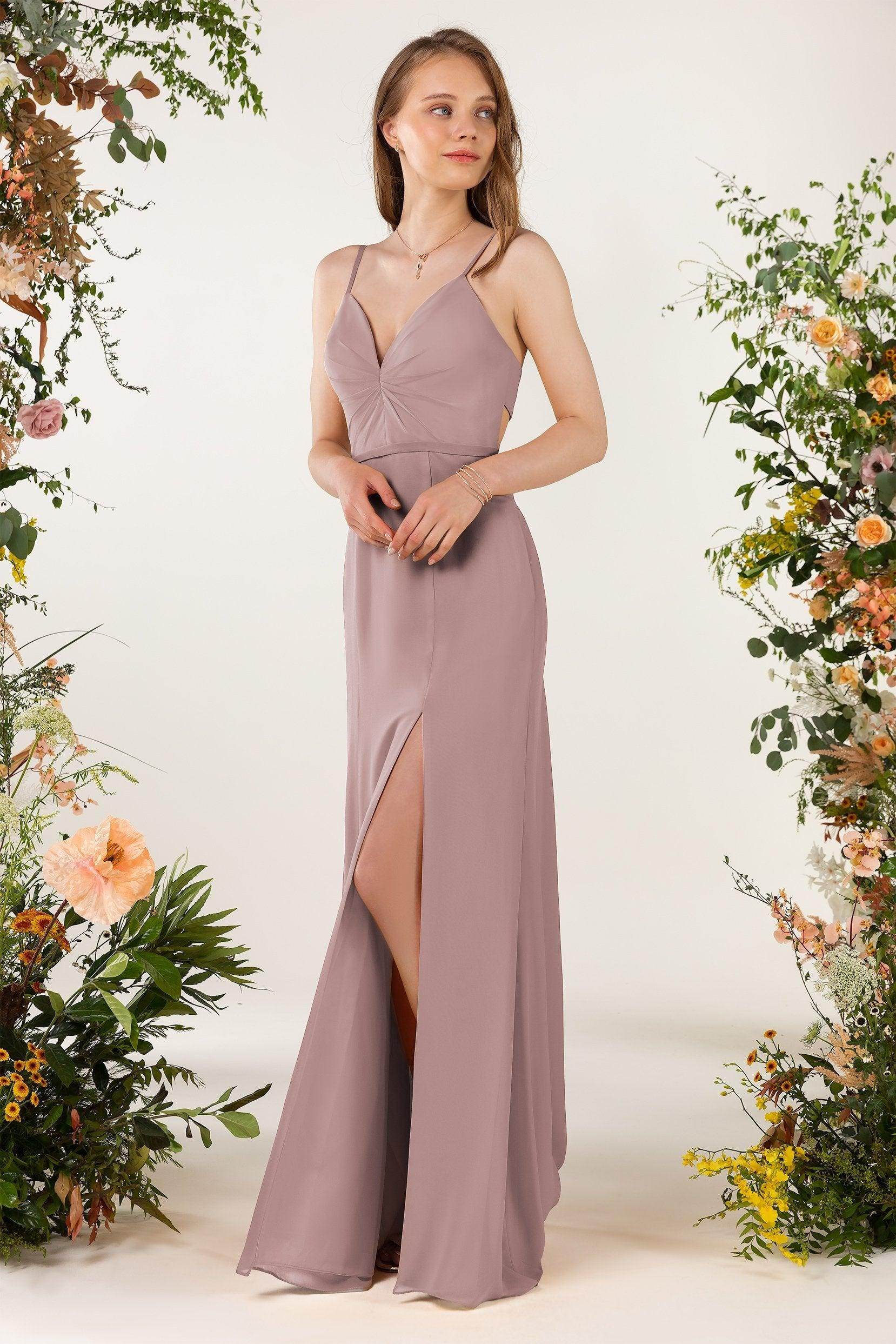 Sheath Sweep-Brush Train Chiffon Bridesmaid Dress CB0466