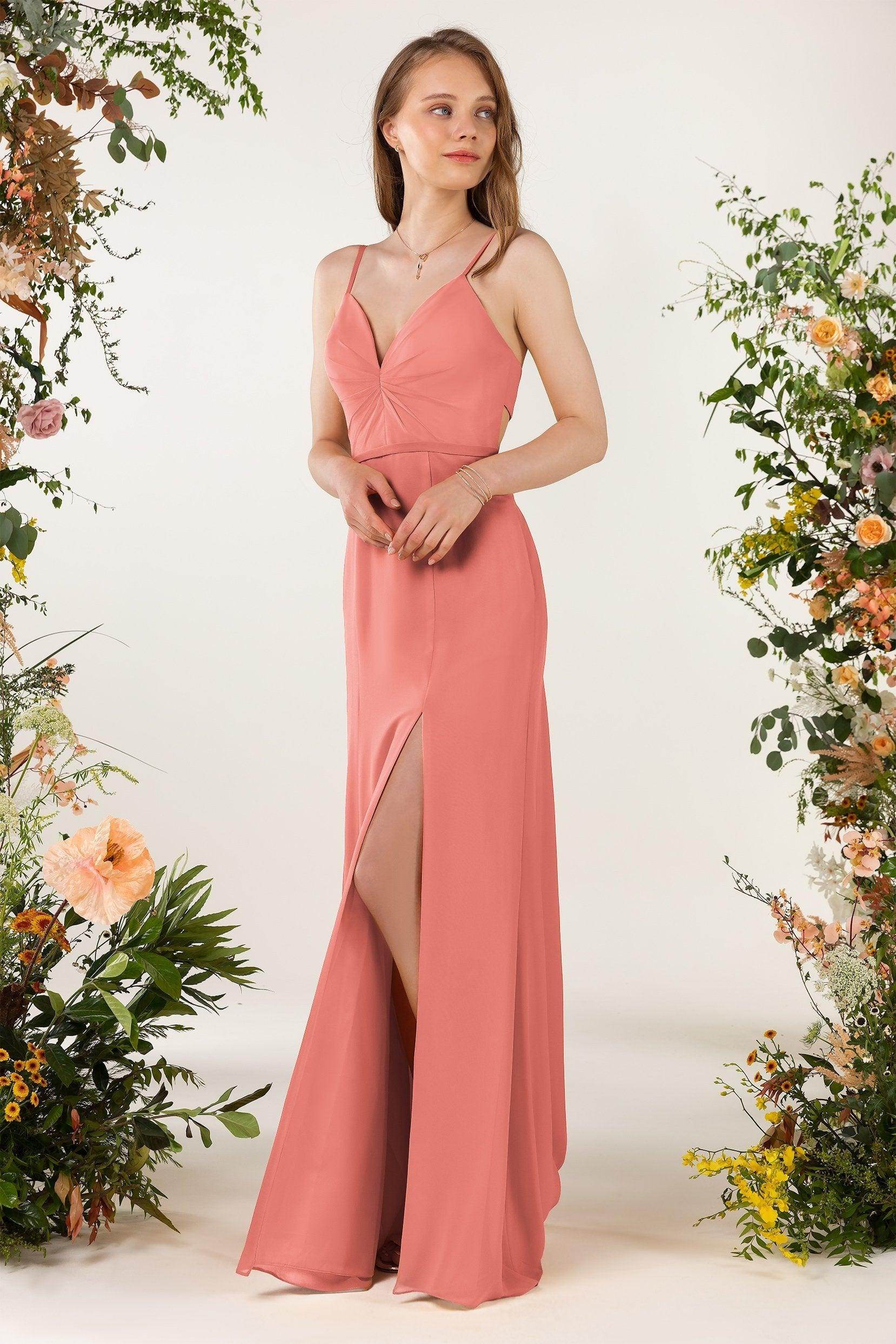 Sheath Sweep-Brush Train Chiffon Bridesmaid Dress CB0466