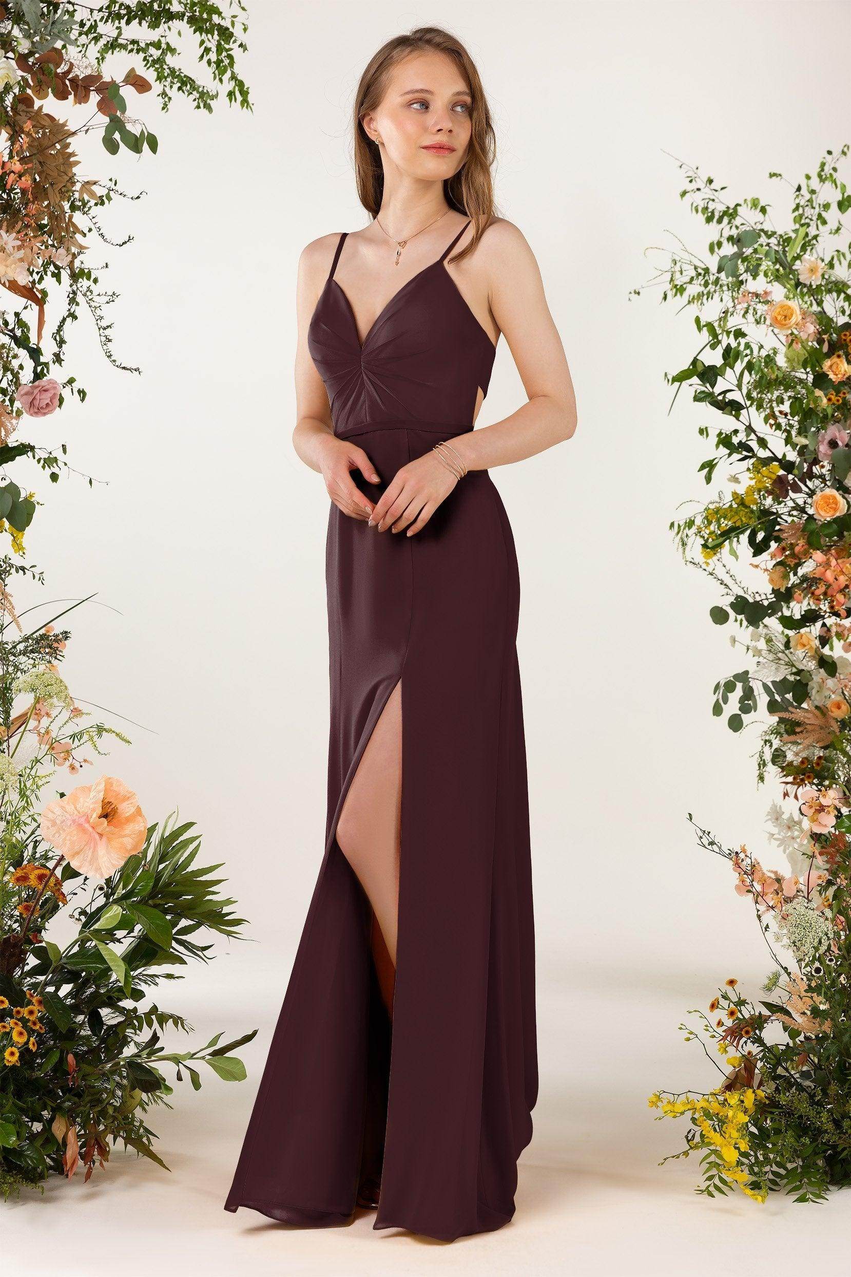 Sheath Sweep-Brush Train Chiffon Bridesmaid Dress CB0466