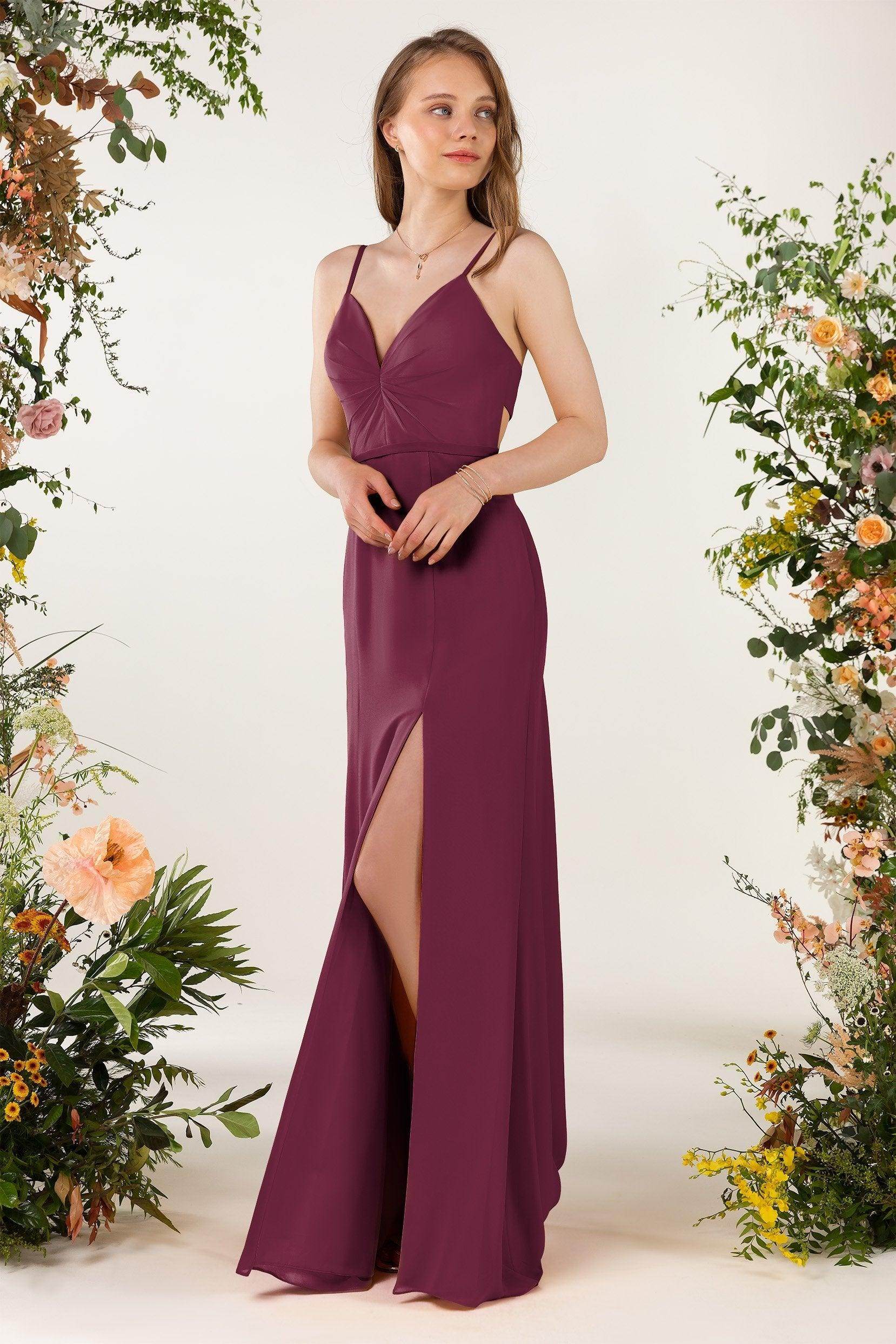 Sheath Sweep-Brush Train Chiffon Bridesmaid Dress CB0466