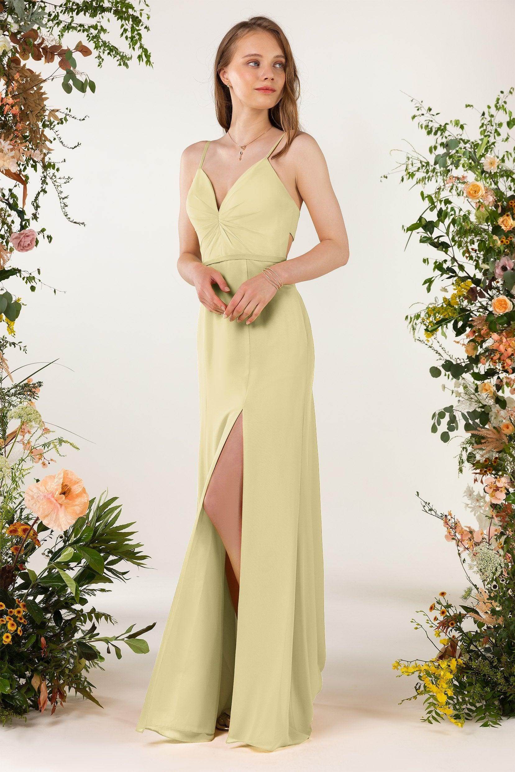 Sheath Sweep-Brush Train Chiffon Bridesmaid Dress CB0466