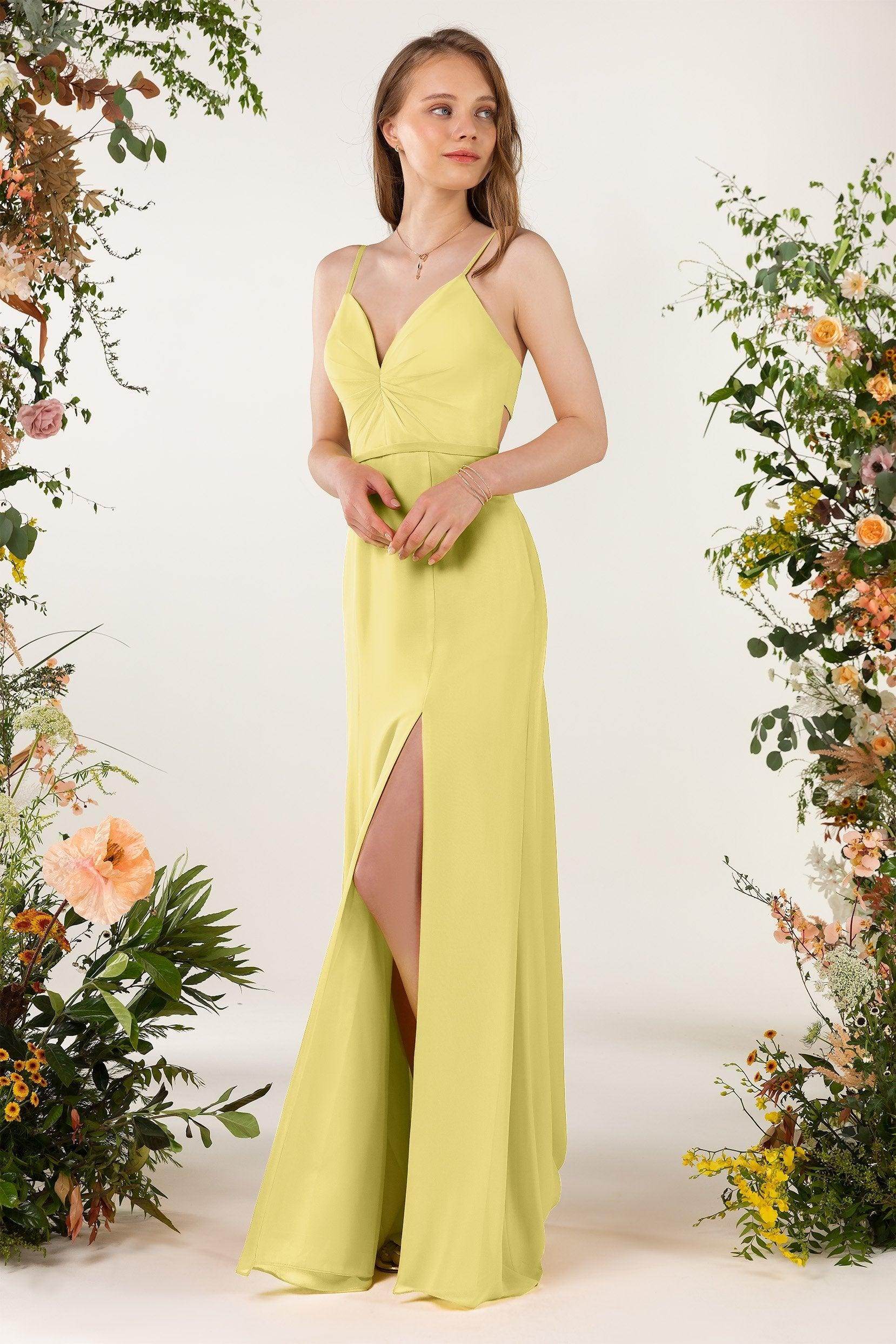 Sheath Sweep-Brush Train Chiffon Bridesmaid Dress CB0466