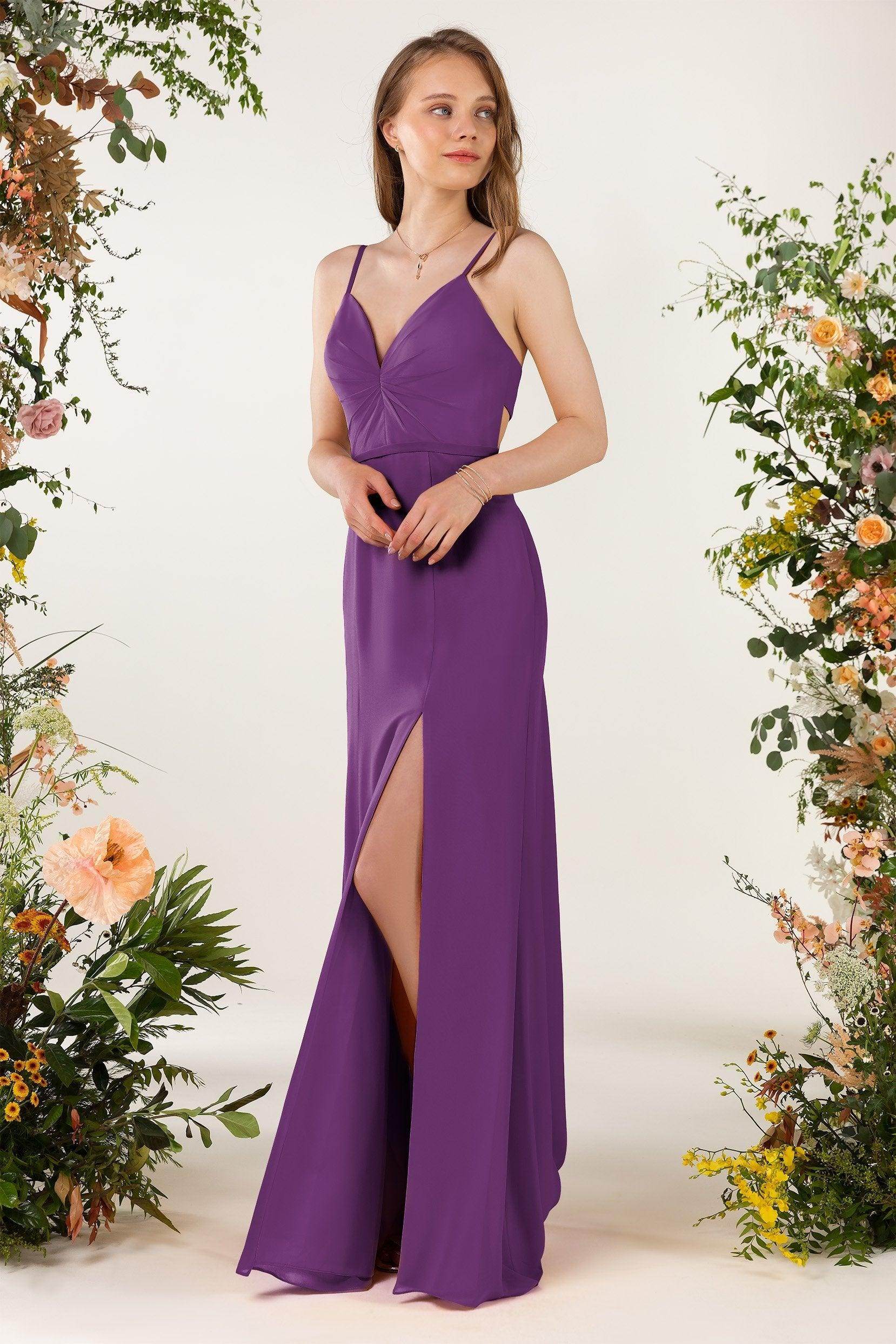 Sheath Sweep-Brush Train Chiffon Bridesmaid Dress CB0466