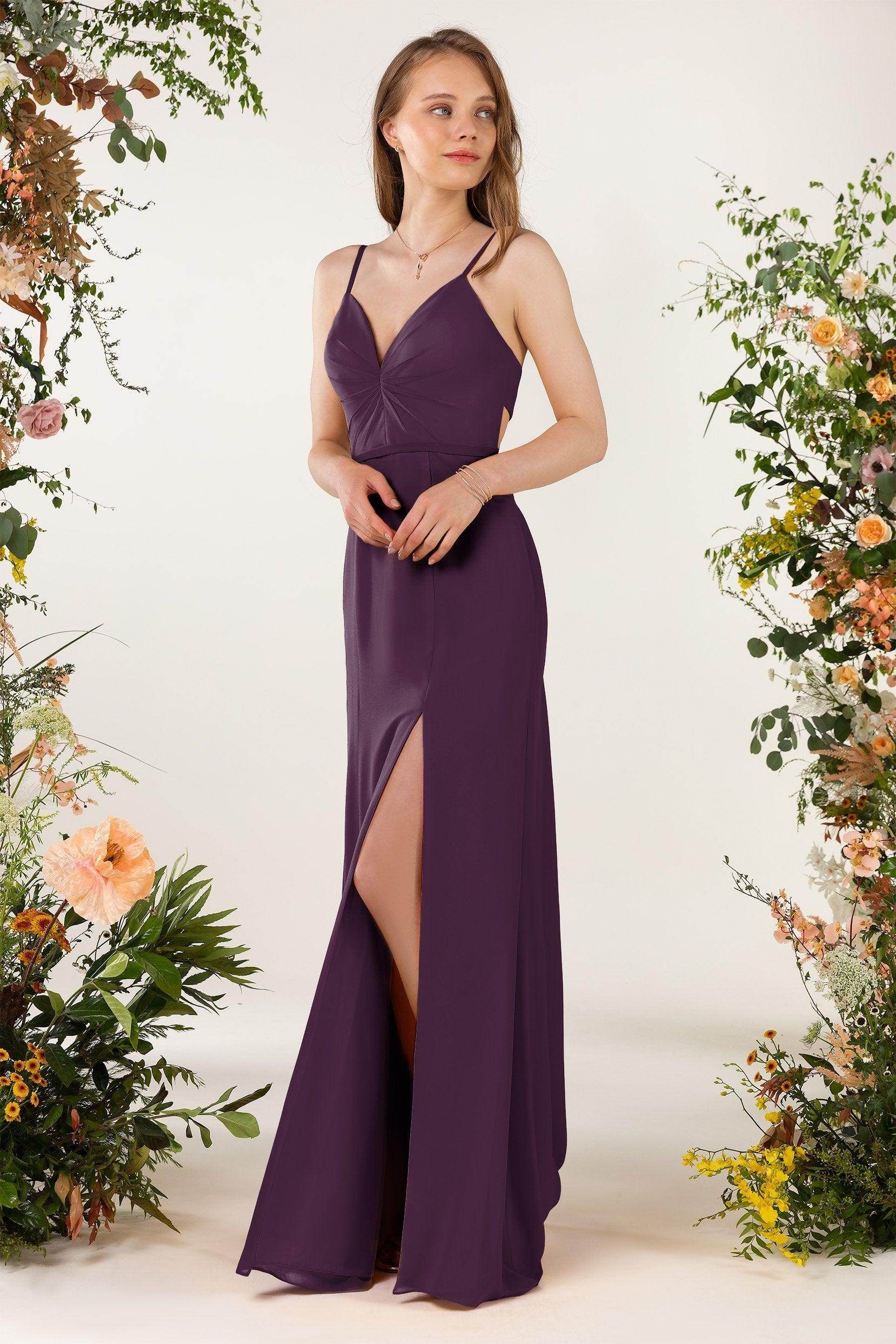 Sheath Sweep-Brush Train Chiffon Bridesmaid Dress CB0466