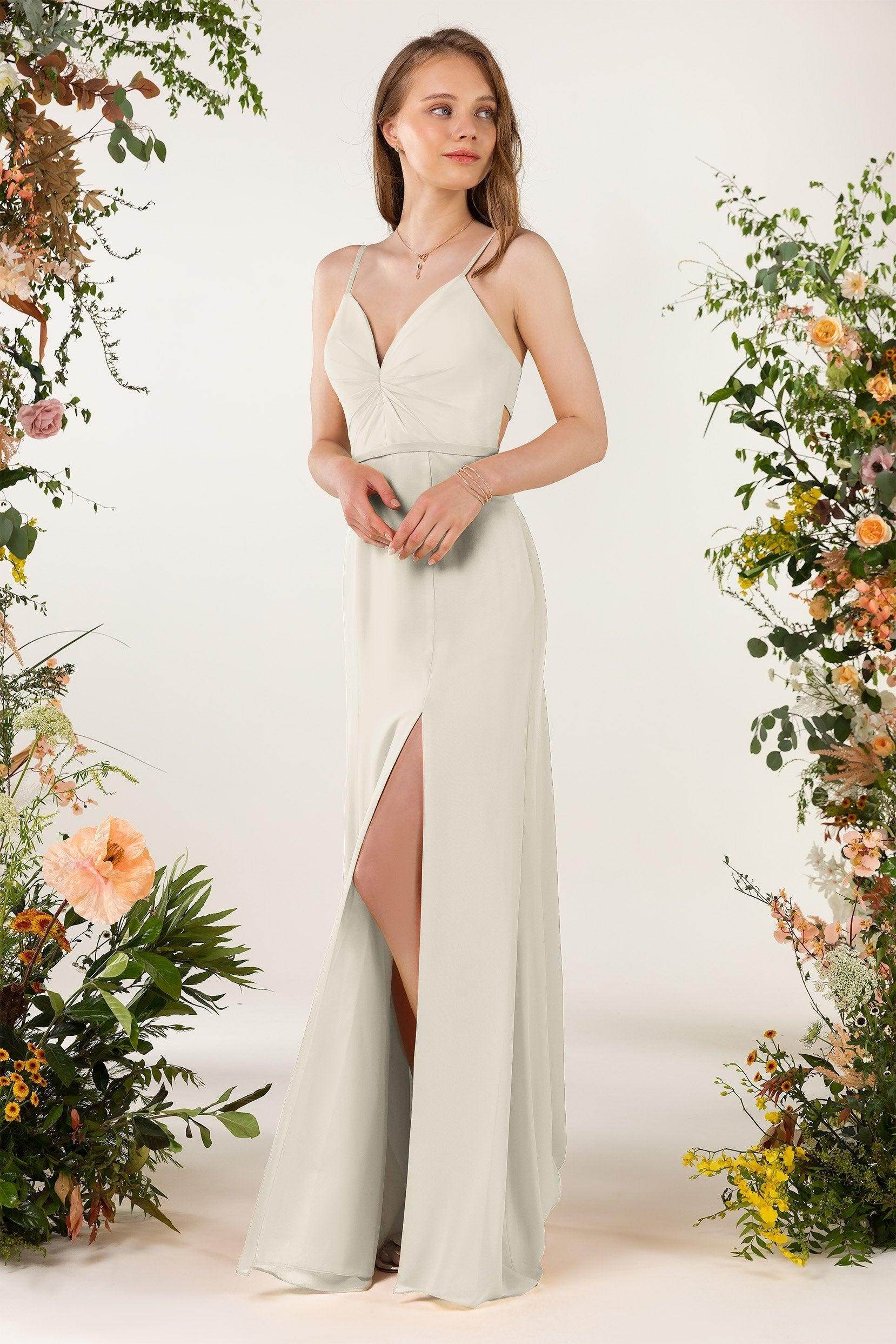 Sheath Sweep-Brush Train Chiffon Bridesmaid Dress CB0466