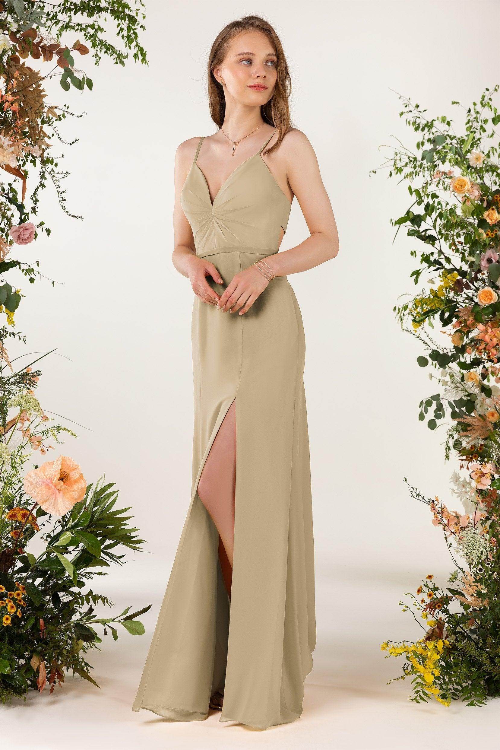Sheath Sweep-Brush Train Chiffon Bridesmaid Dress CB0466