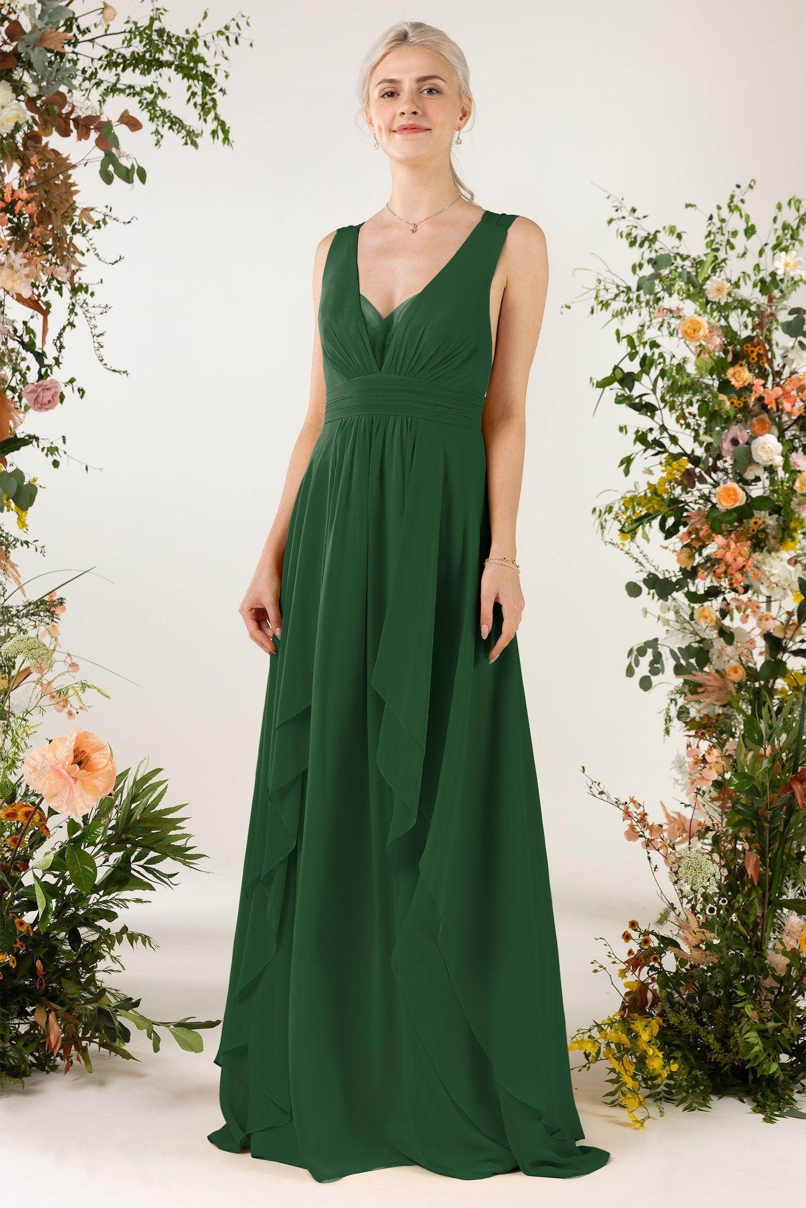 A-Line Sweep-Brush Train Chiffon Bridesmaid Dress CB0467