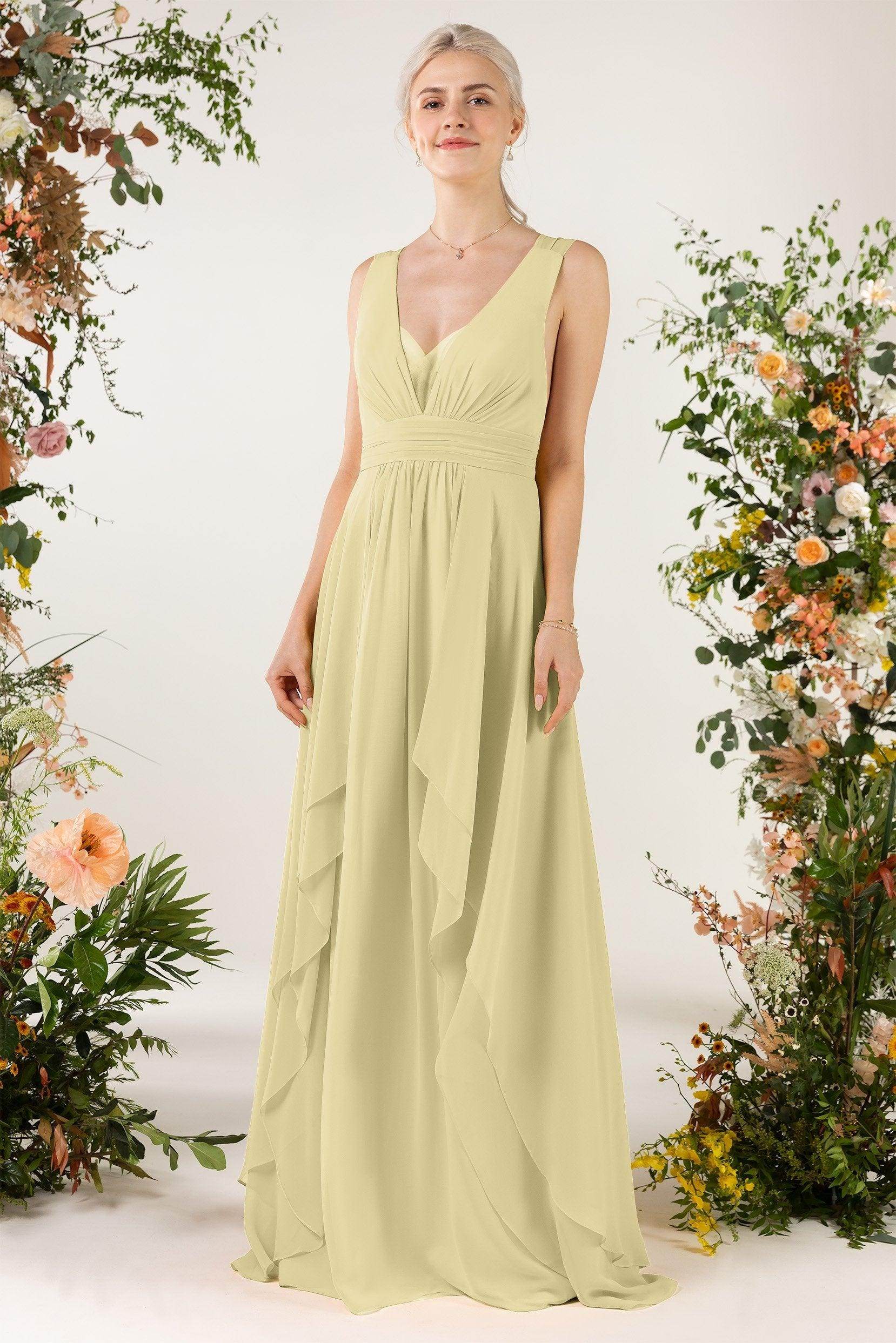 A-Line Sweep-Brush Train Chiffon Bridesmaid Dress CB0467