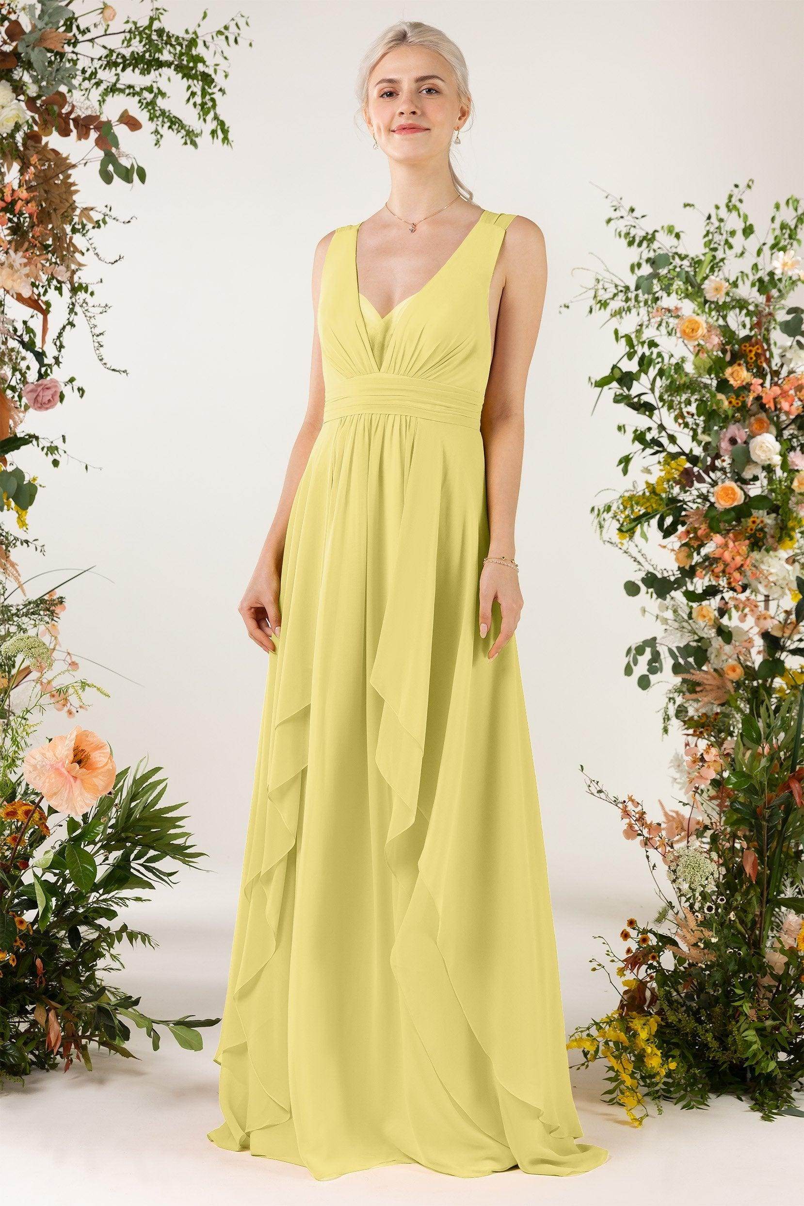 A-Line Sweep-Brush Train Chiffon Bridesmaid Dress CB0467