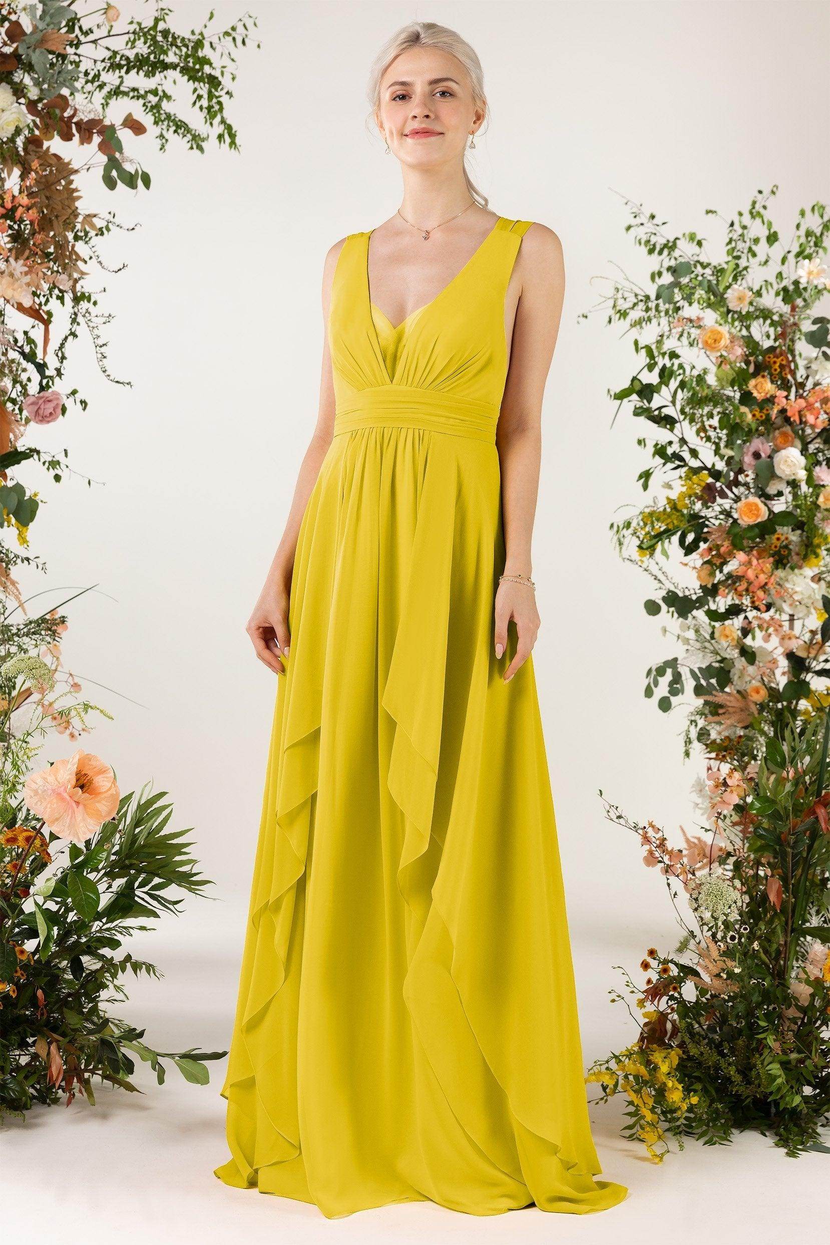 A-Line Sweep-Brush Train Chiffon Bridesmaid Dress CB0467