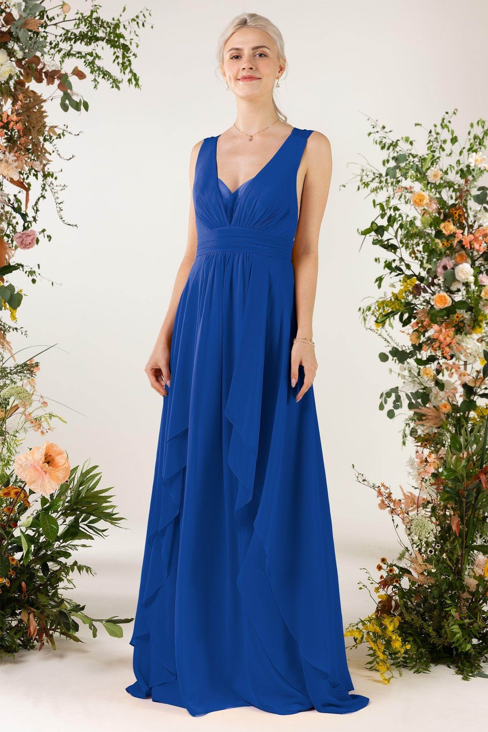 A-Line Sweep-Brush Train Chiffon Bridesmaid Dress CB0467