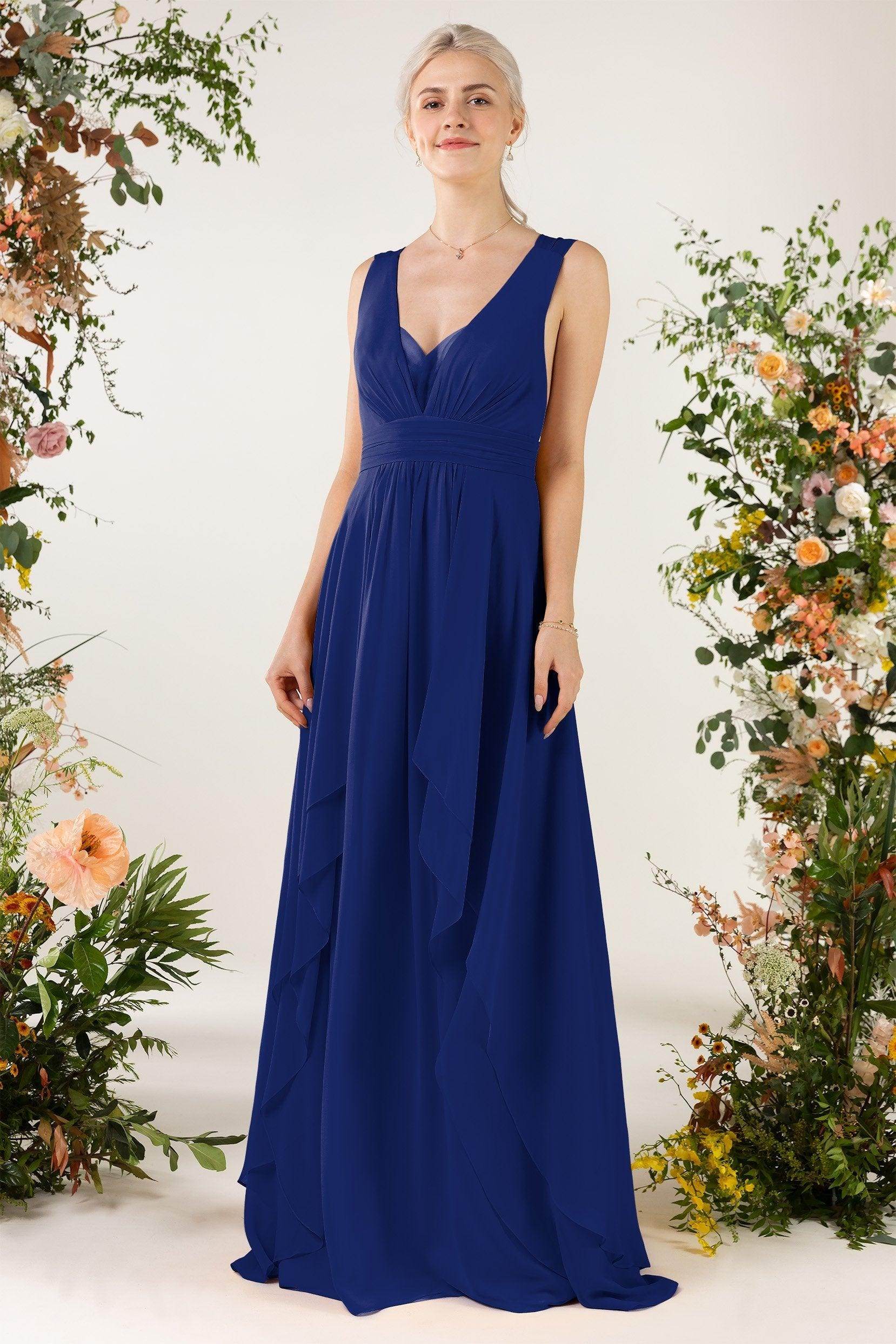 A-Line Sweep-Brush Train Chiffon Bridesmaid Dress CB0467