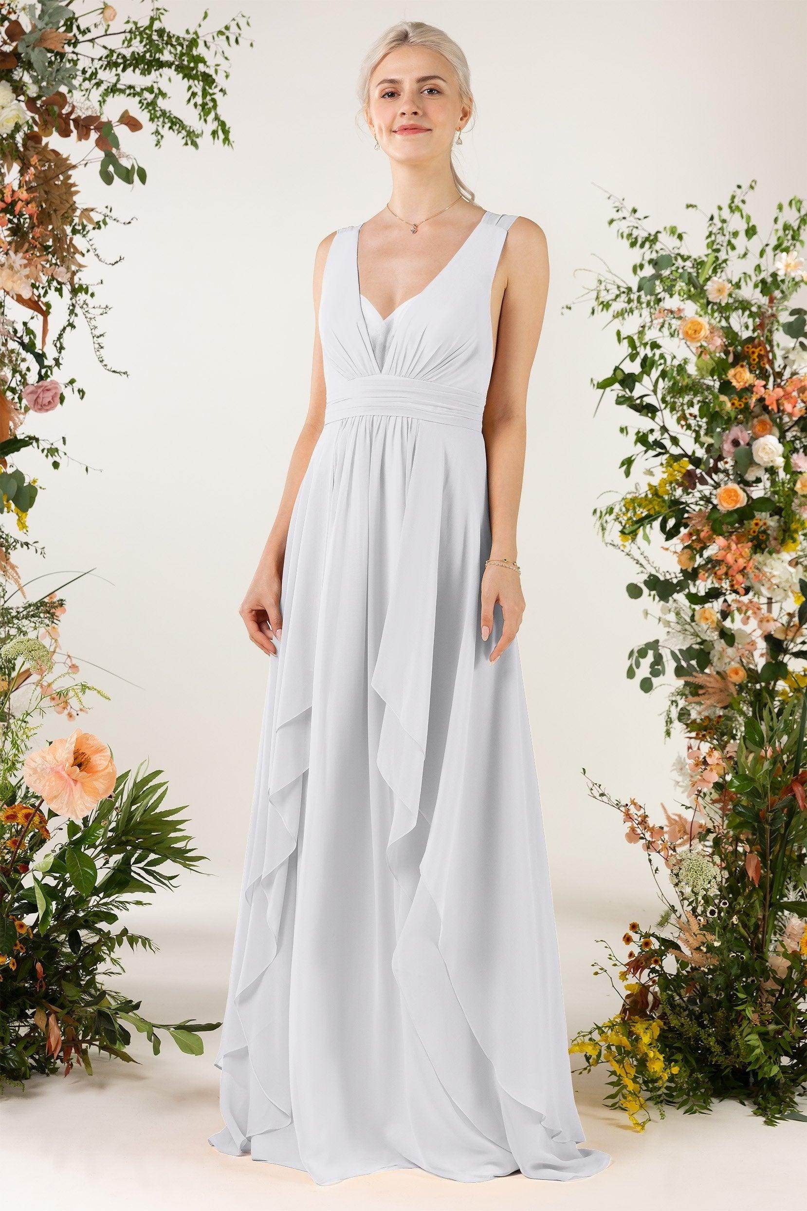 A-Line Sweep-Brush Train Chiffon Bridesmaid Dress CB0467