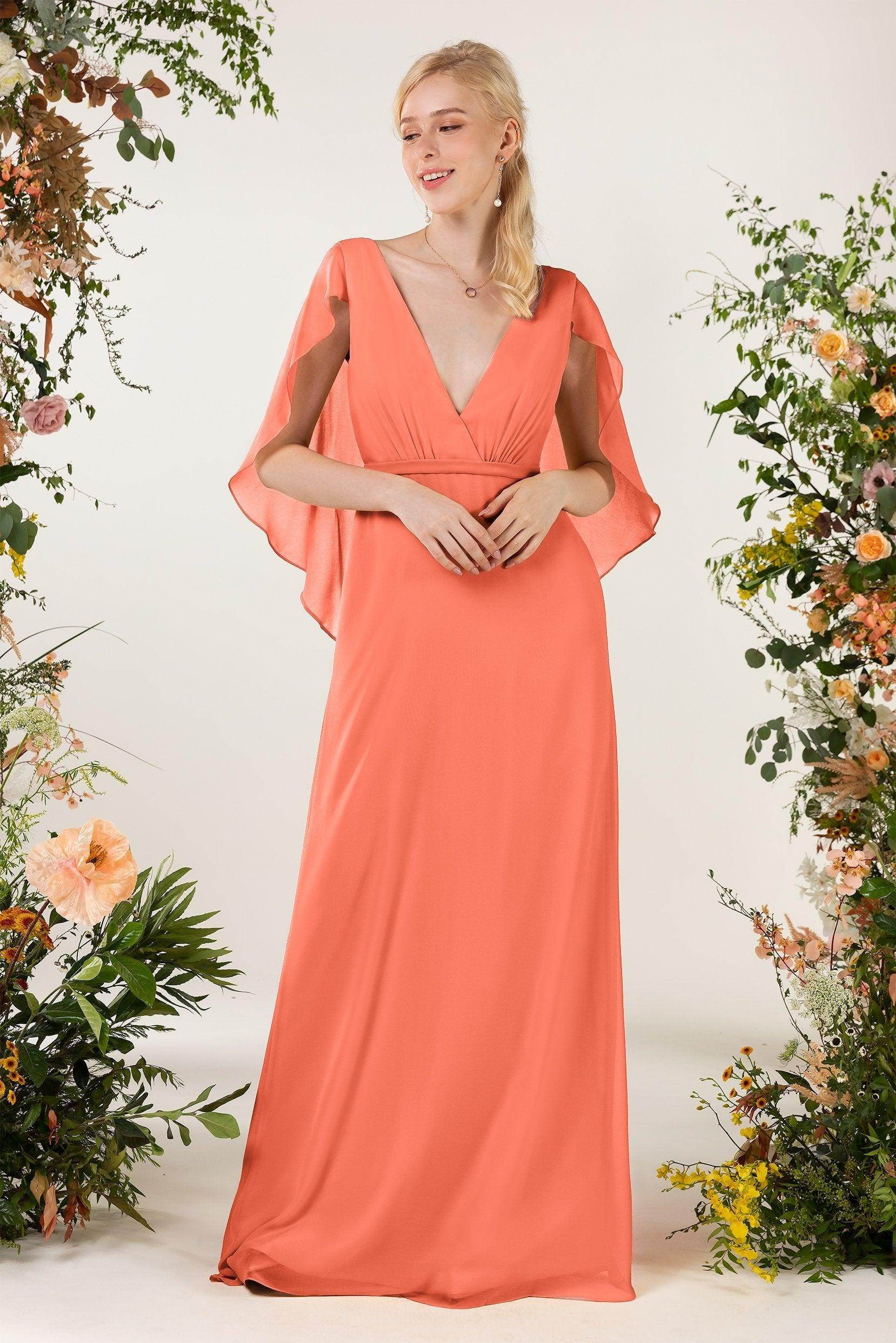Sheath Sweep-Brush Train Chiffon Bridesmaid Dress CB0468