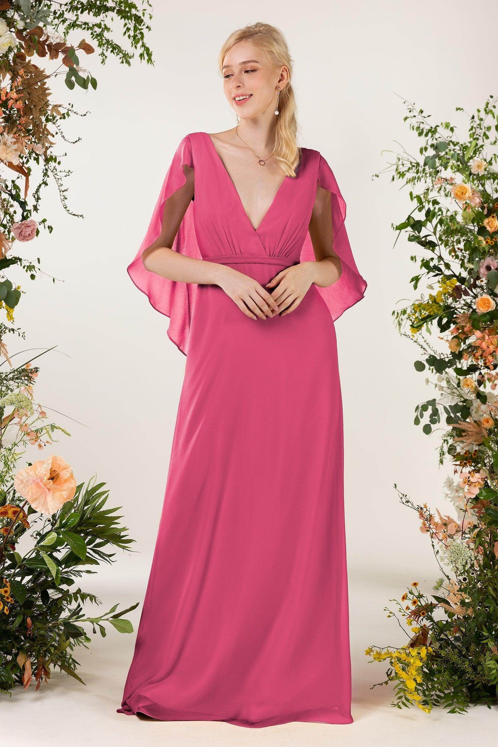 Sheath Sweep-Brush Train Chiffon Bridesmaid Dress CB0468