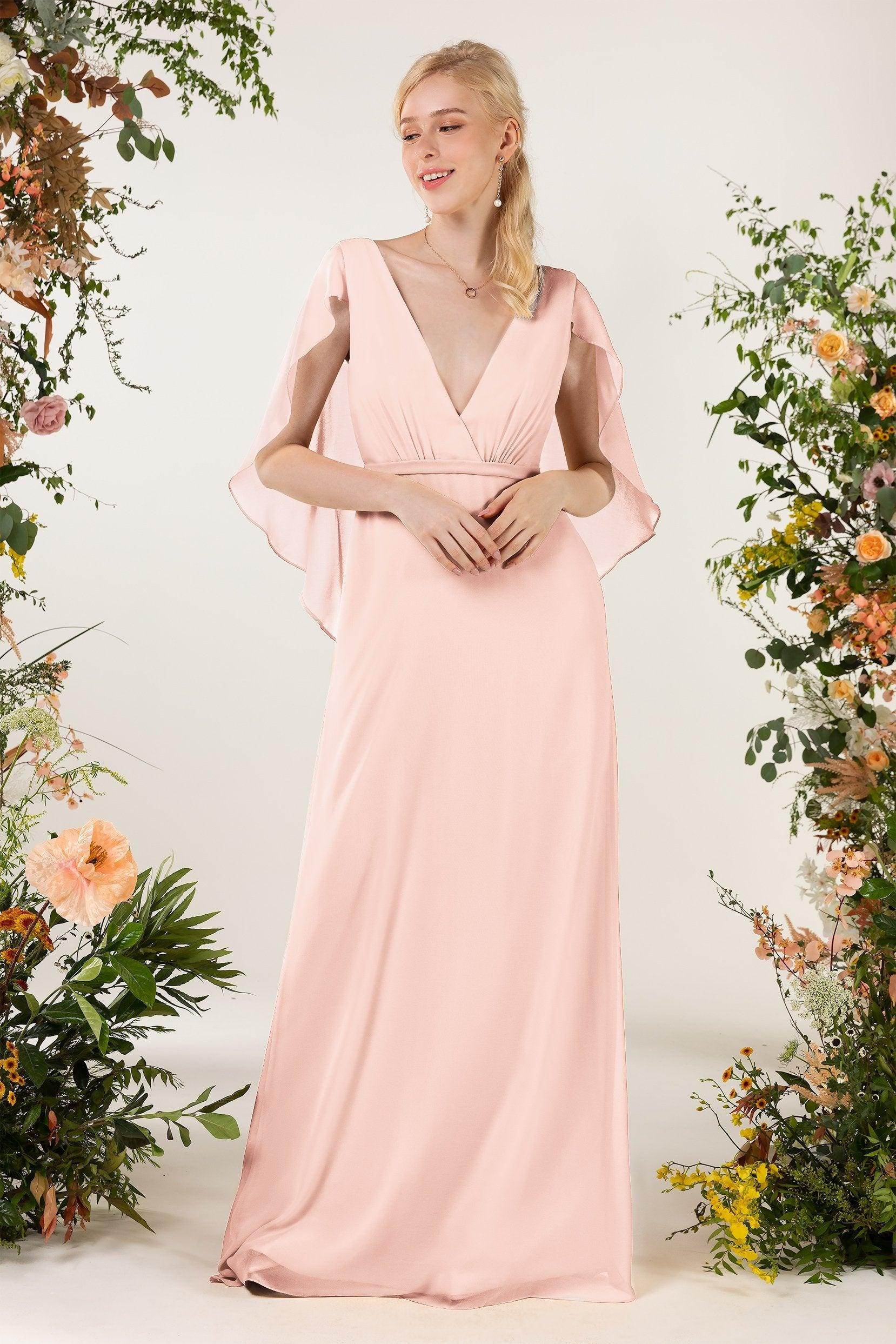 Sheath Sweep-Brush Train Chiffon Bridesmaid Dress CB0468