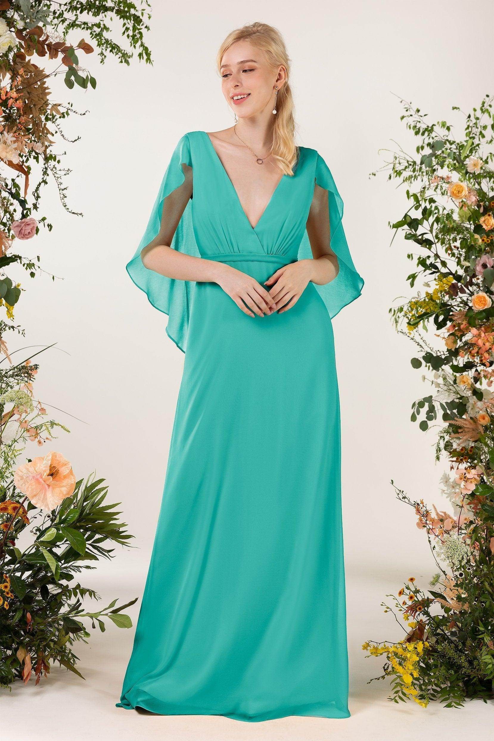 Sheath Sweep-Brush Train Chiffon Bridesmaid Dress CB0468