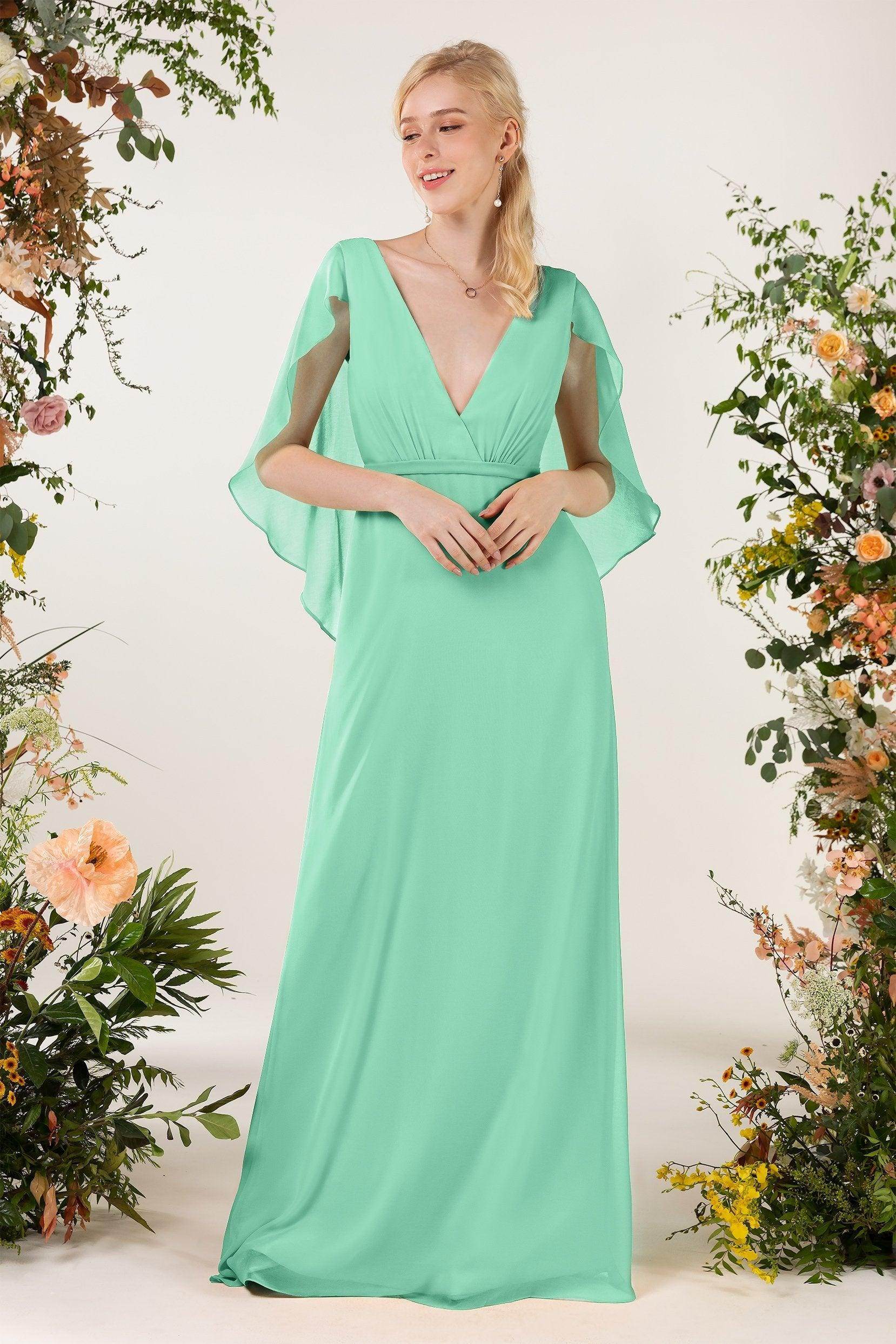 Sheath Sweep-Brush Train Chiffon Bridesmaid Dress CB0468