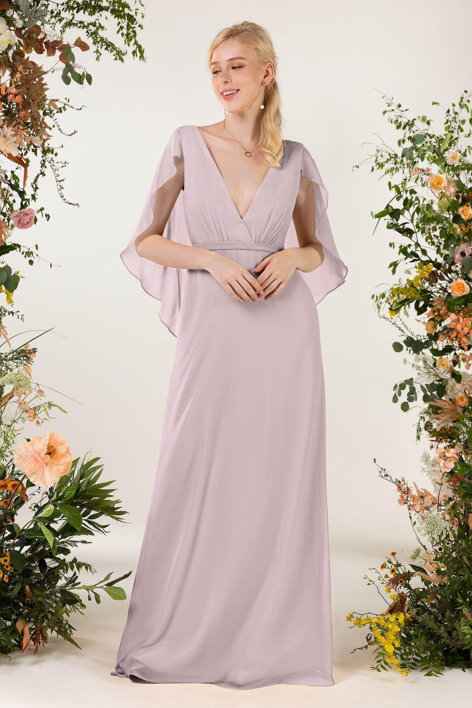 Sheath Sweep-Brush Train Chiffon Bridesmaid Dress CB0468