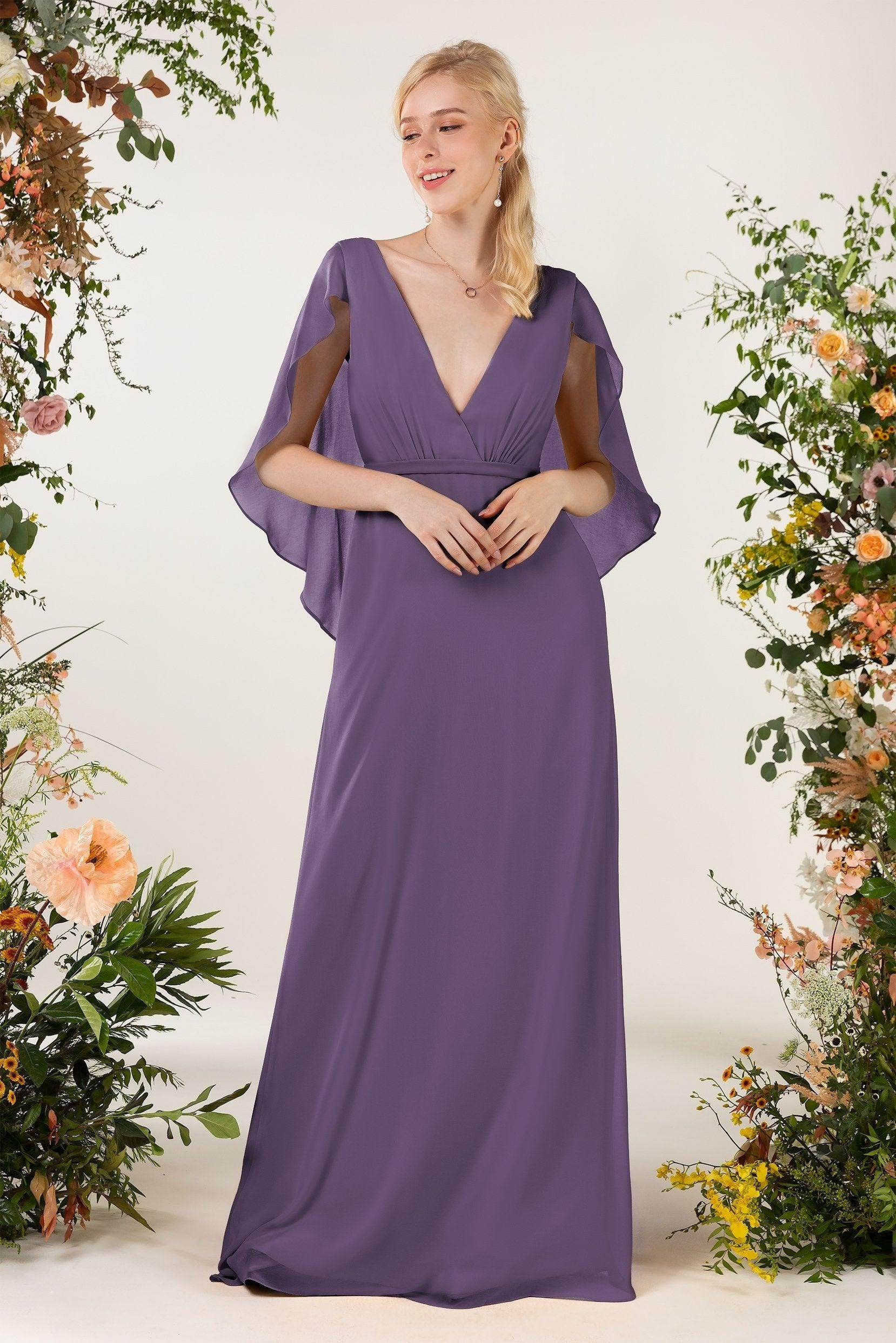 Sheath Sweep-Brush Train Chiffon Bridesmaid Dress CB0468