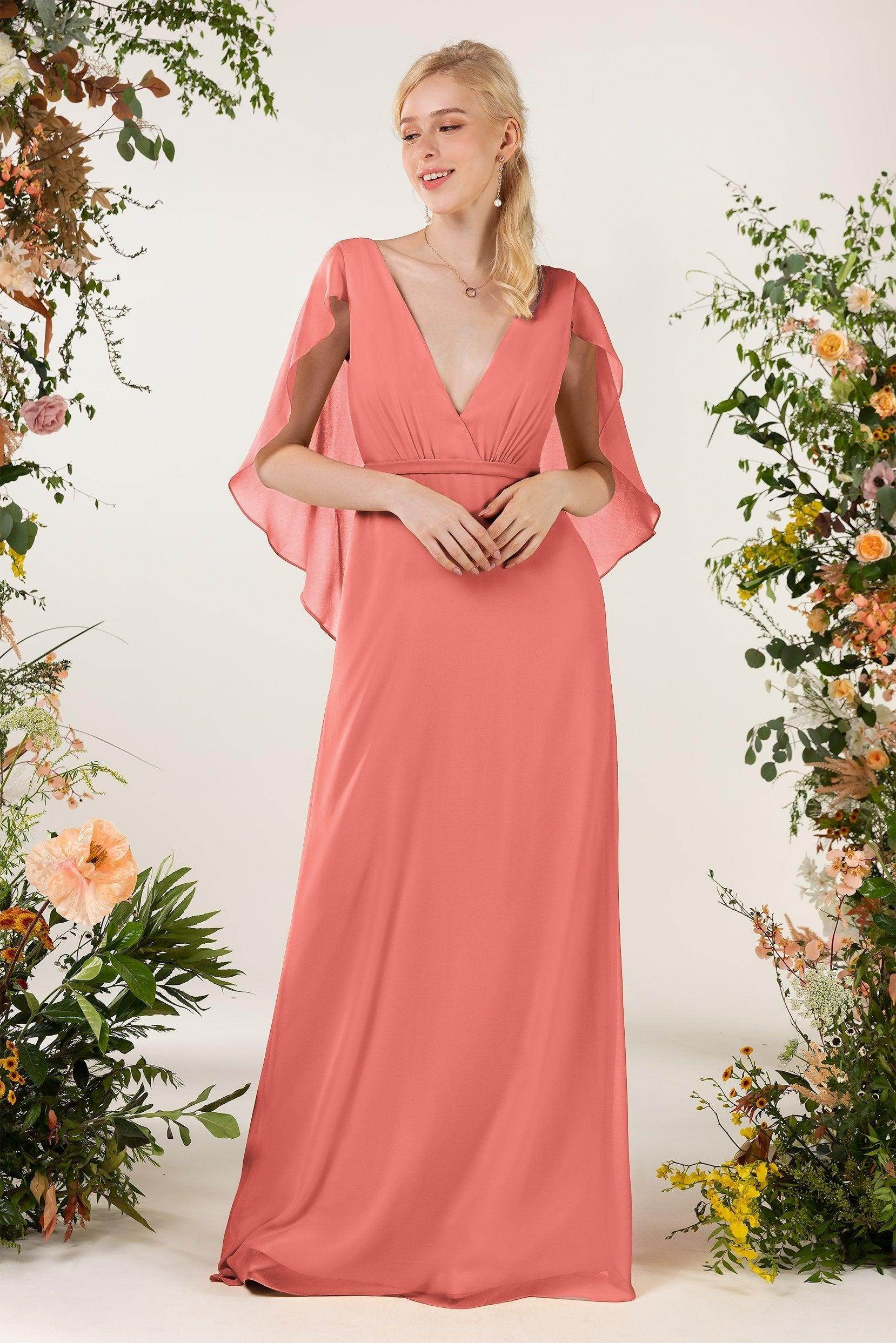 Sheath Sweep-Brush Train Chiffon Bridesmaid Dress CB0468