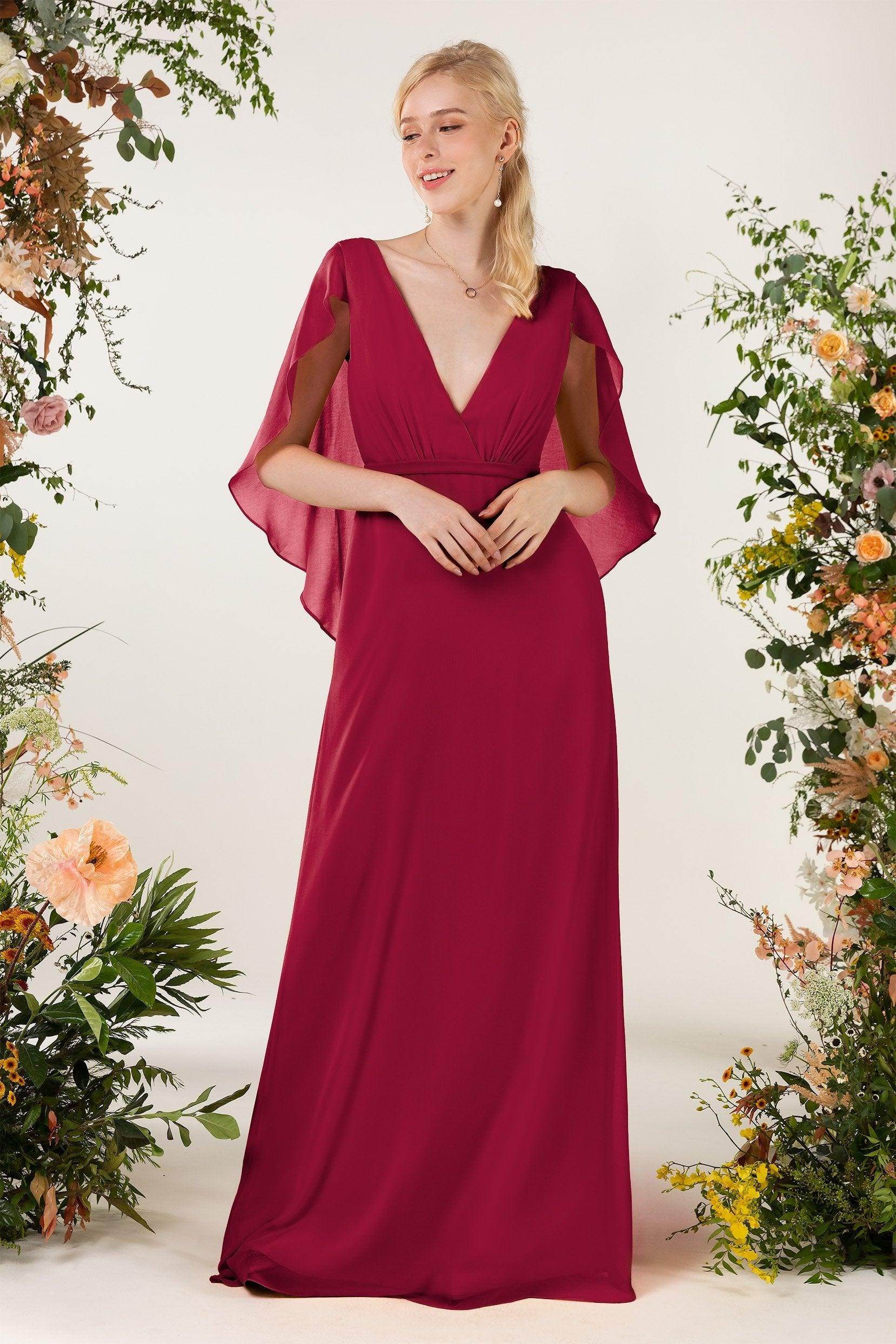 Sheath Sweep-Brush Train Chiffon Bridesmaid Dress CB0468