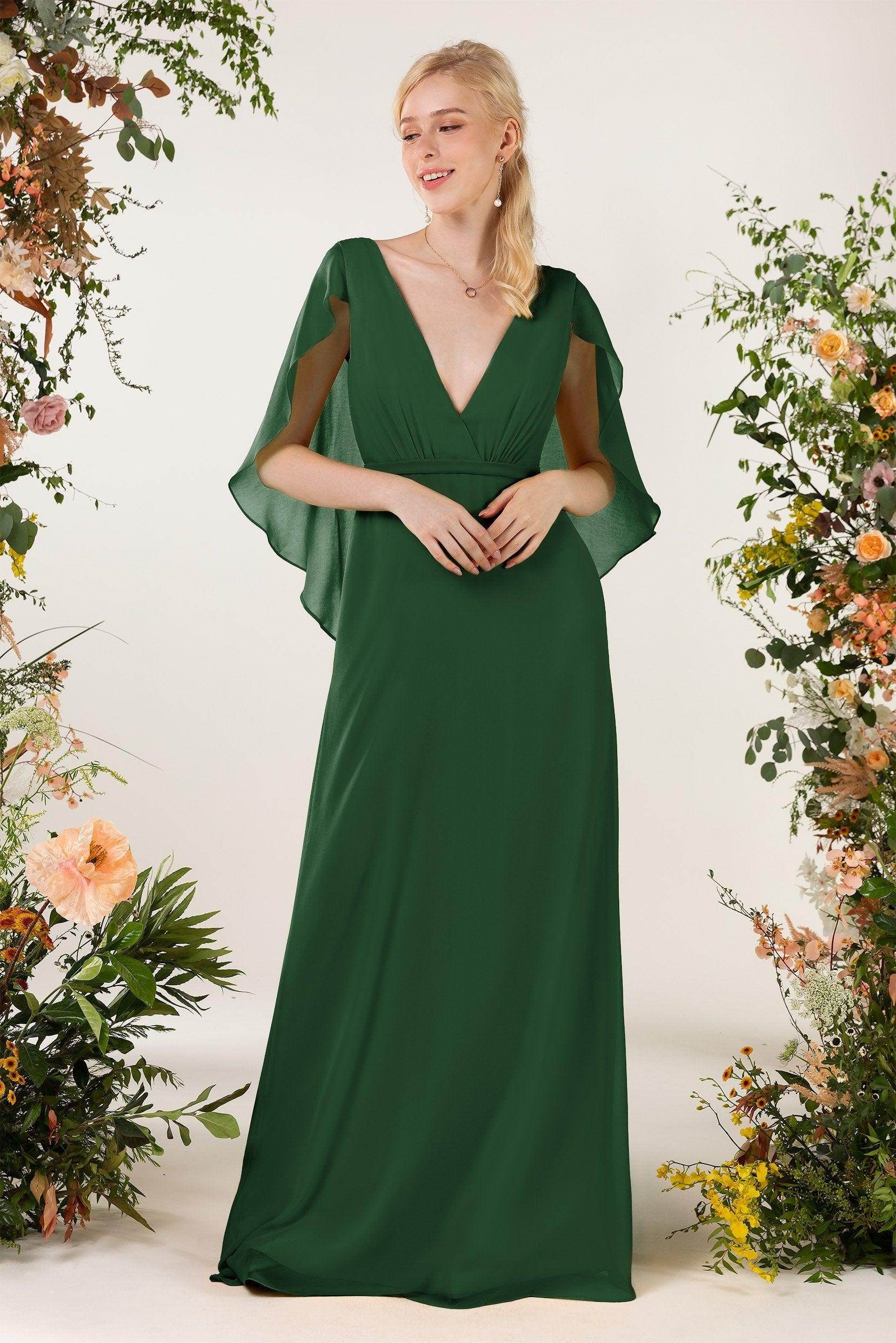 Sheath Sweep-Brush Train Chiffon Bridesmaid Dress CB0468