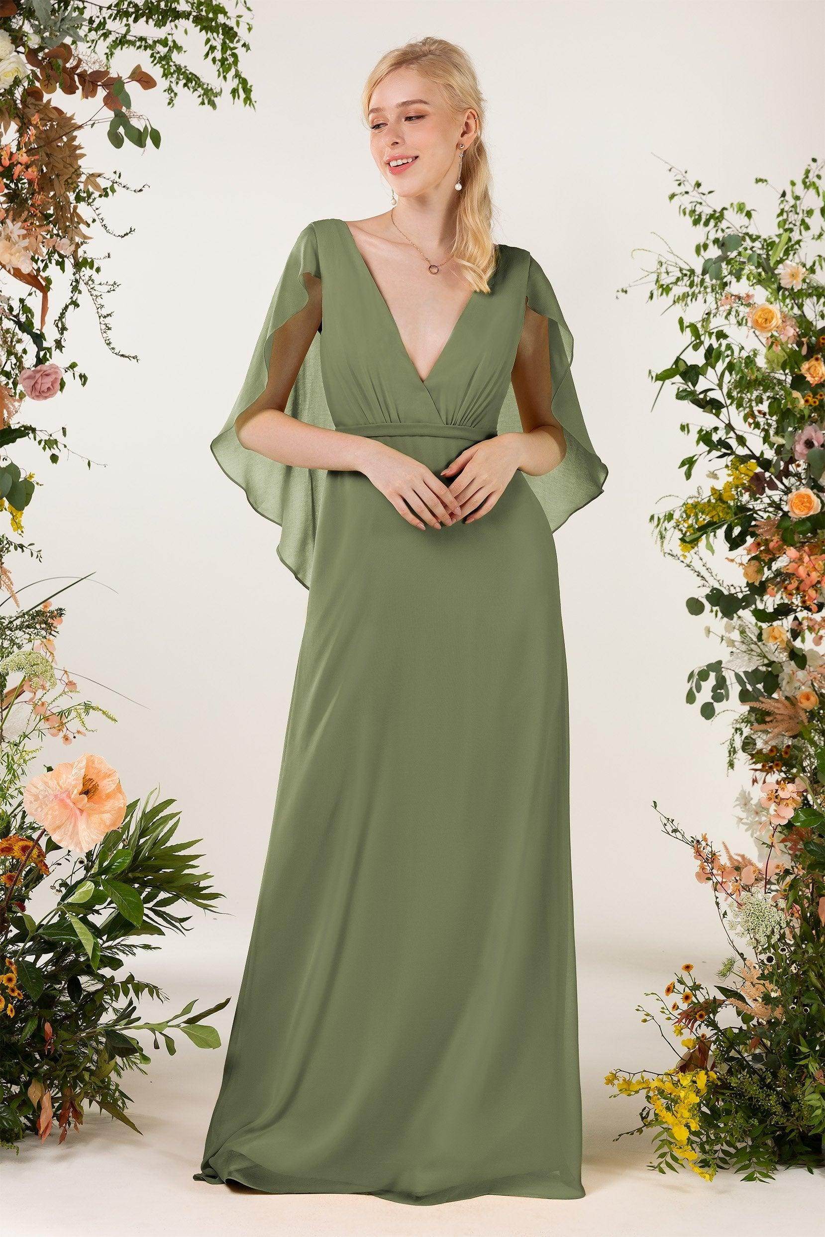 Sheath Sweep-Brush Train Chiffon Bridesmaid Dress CB0468