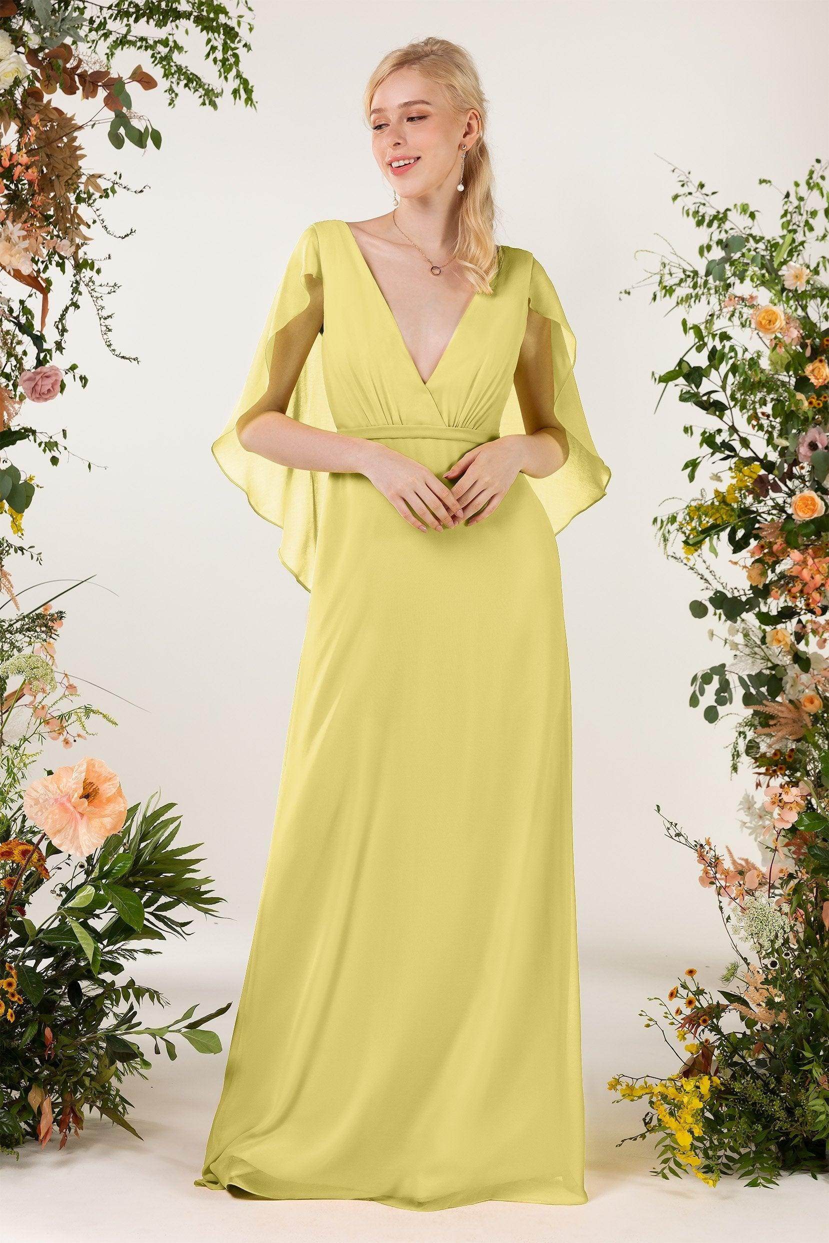 Sheath Sweep-Brush Train Chiffon Bridesmaid Dress CB0468