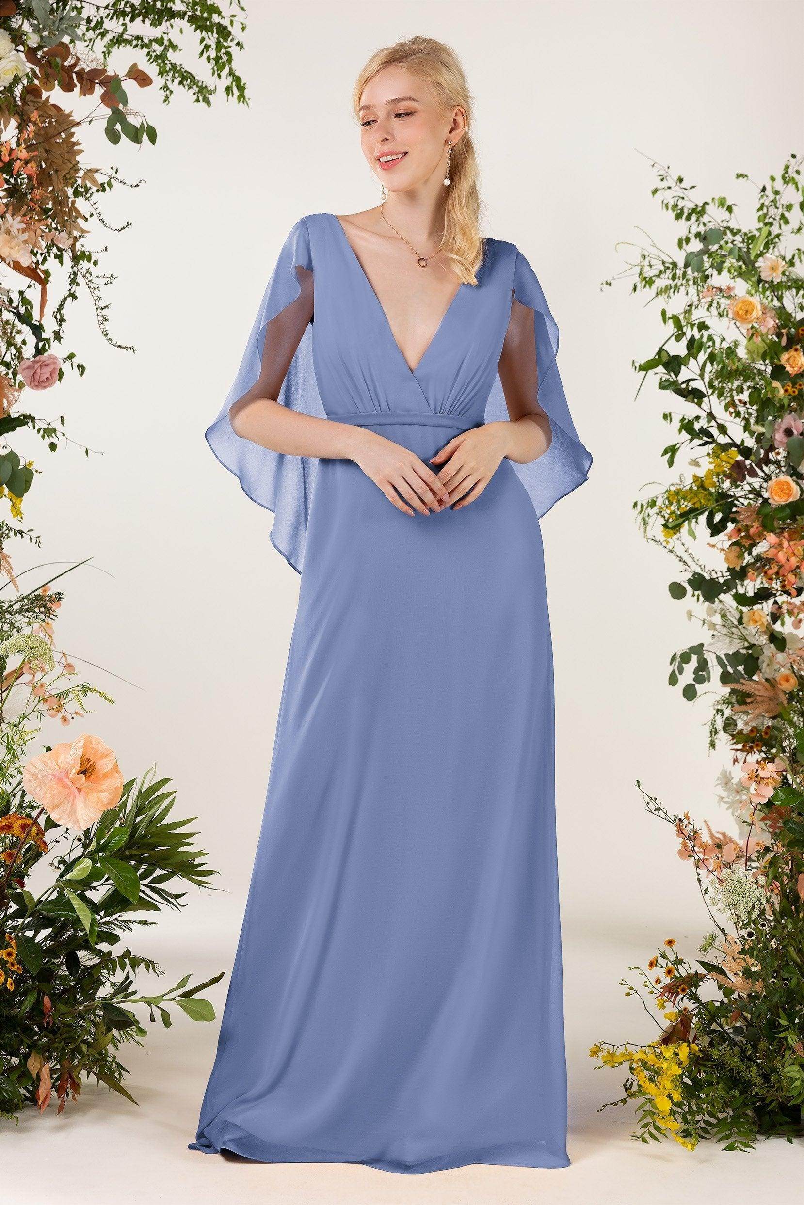 Sheath Sweep-Brush Train Chiffon Bridesmaid Dress CB0468