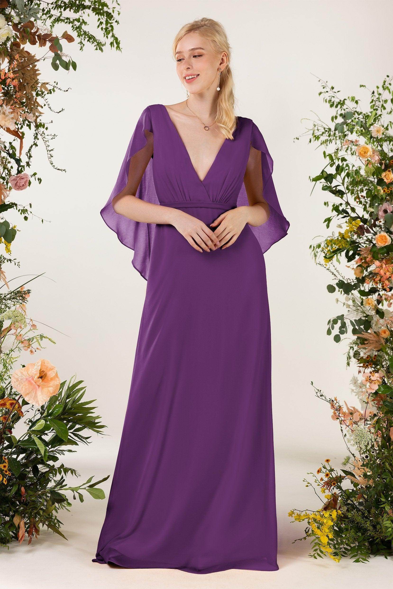 Sheath Sweep-Brush Train Chiffon Bridesmaid Dress CB0468