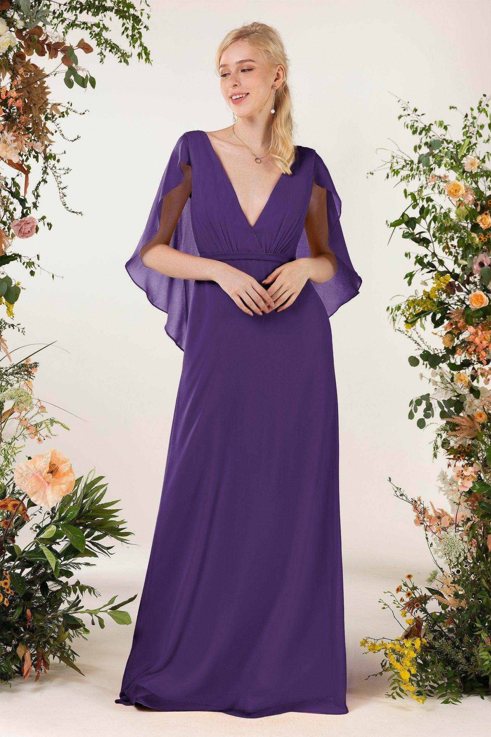 Sheath Sweep-Brush Train Chiffon Bridesmaid Dress CB0468