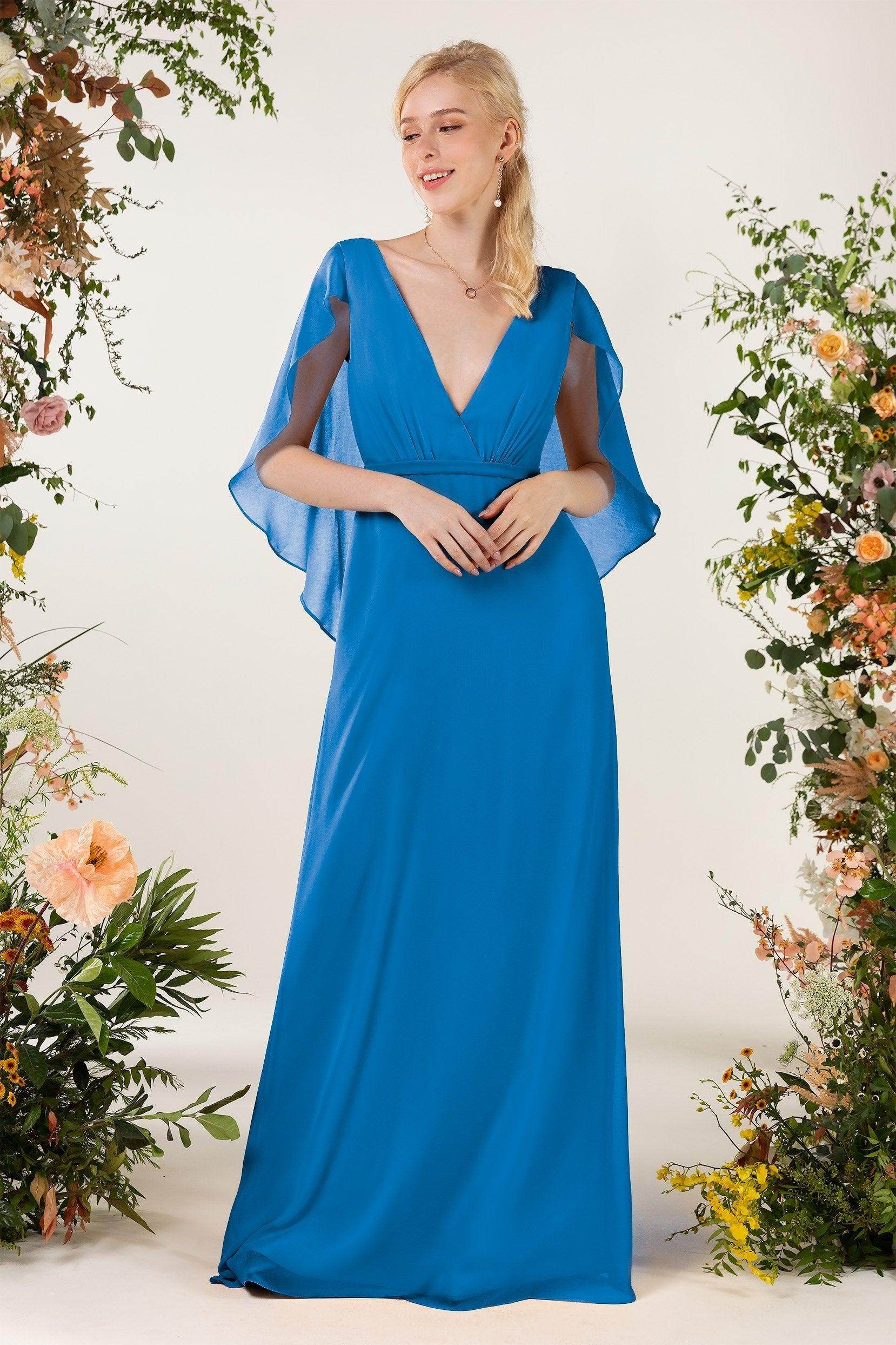 Sheath Sweep-Brush Train Chiffon Bridesmaid Dress CB0468