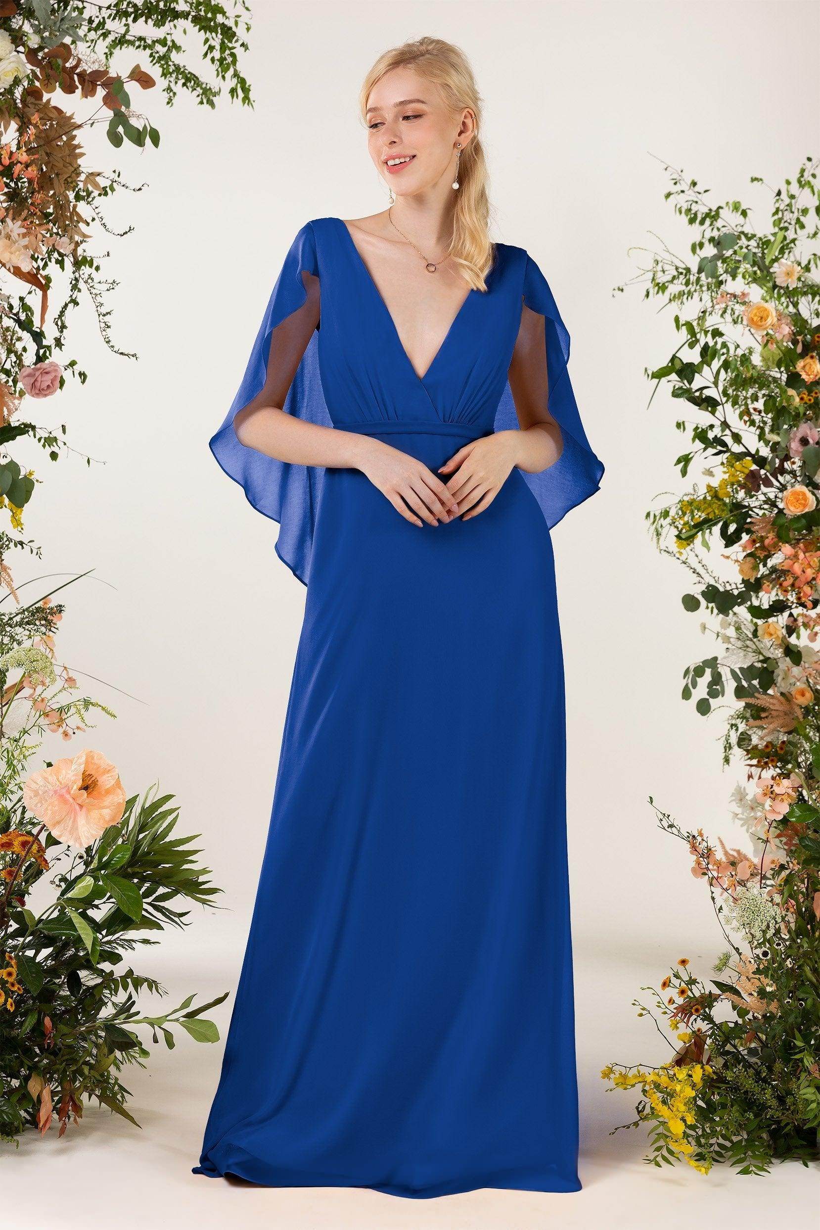 Sheath Sweep-Brush Train Chiffon Bridesmaid Dress CB0468