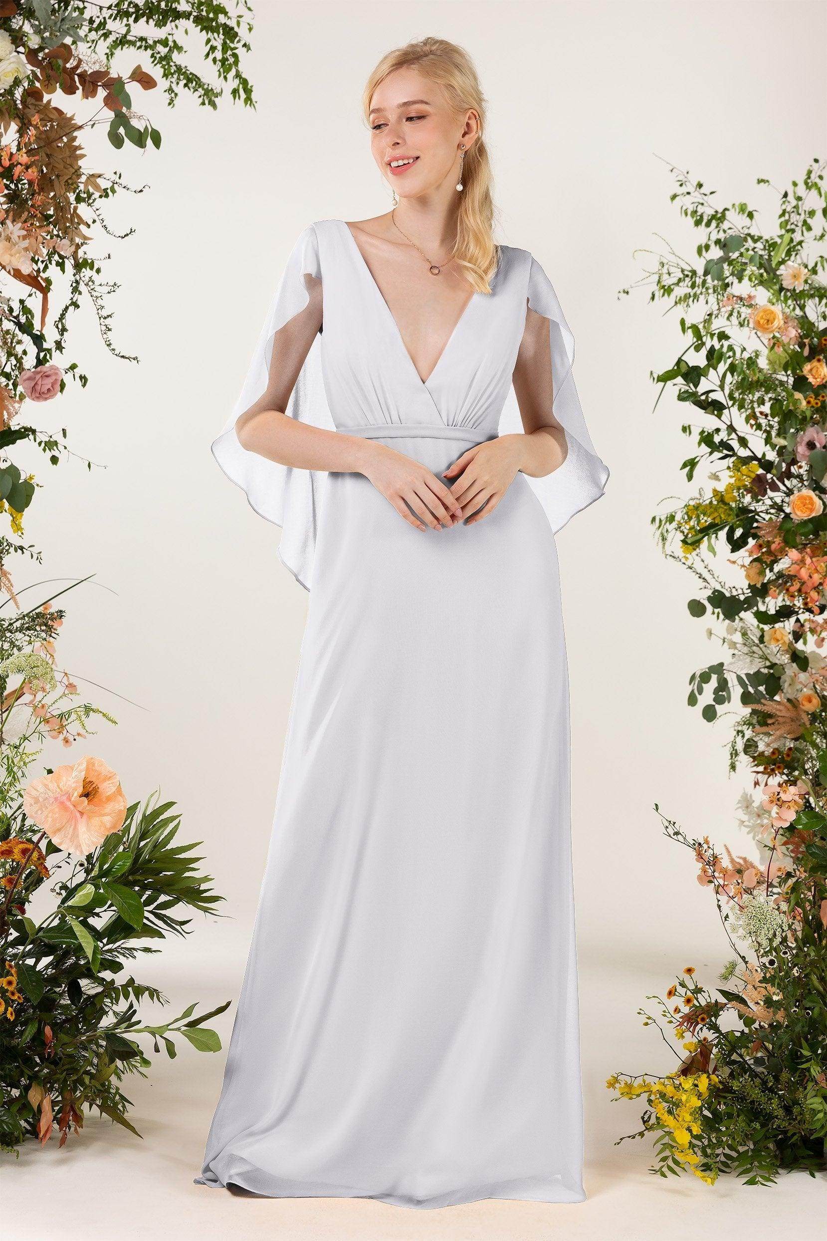 Sheath Sweep-Brush Train Chiffon Bridesmaid Dress CB0468