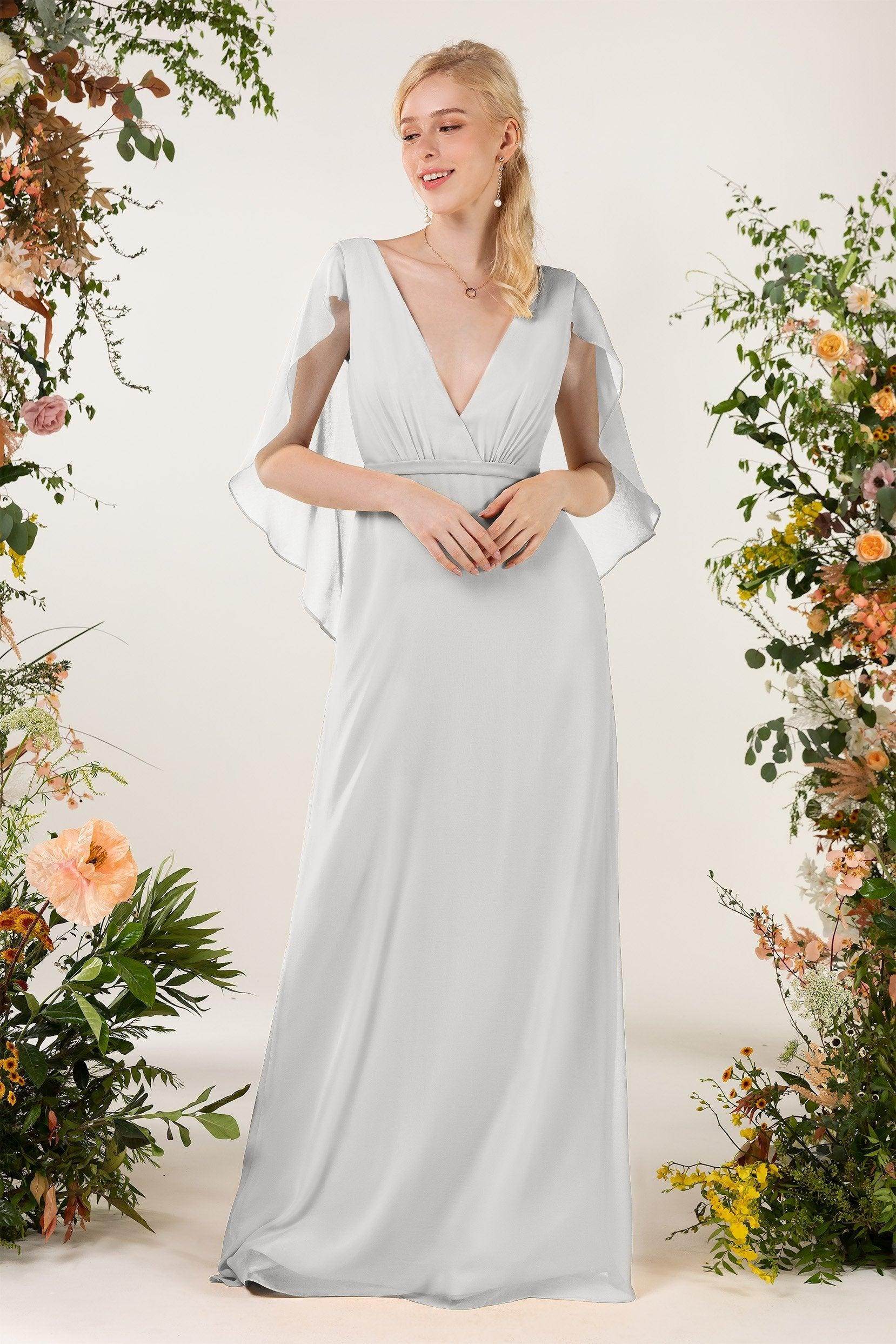 Sheath Sweep-Brush Train Chiffon Bridesmaid Dress CB0468